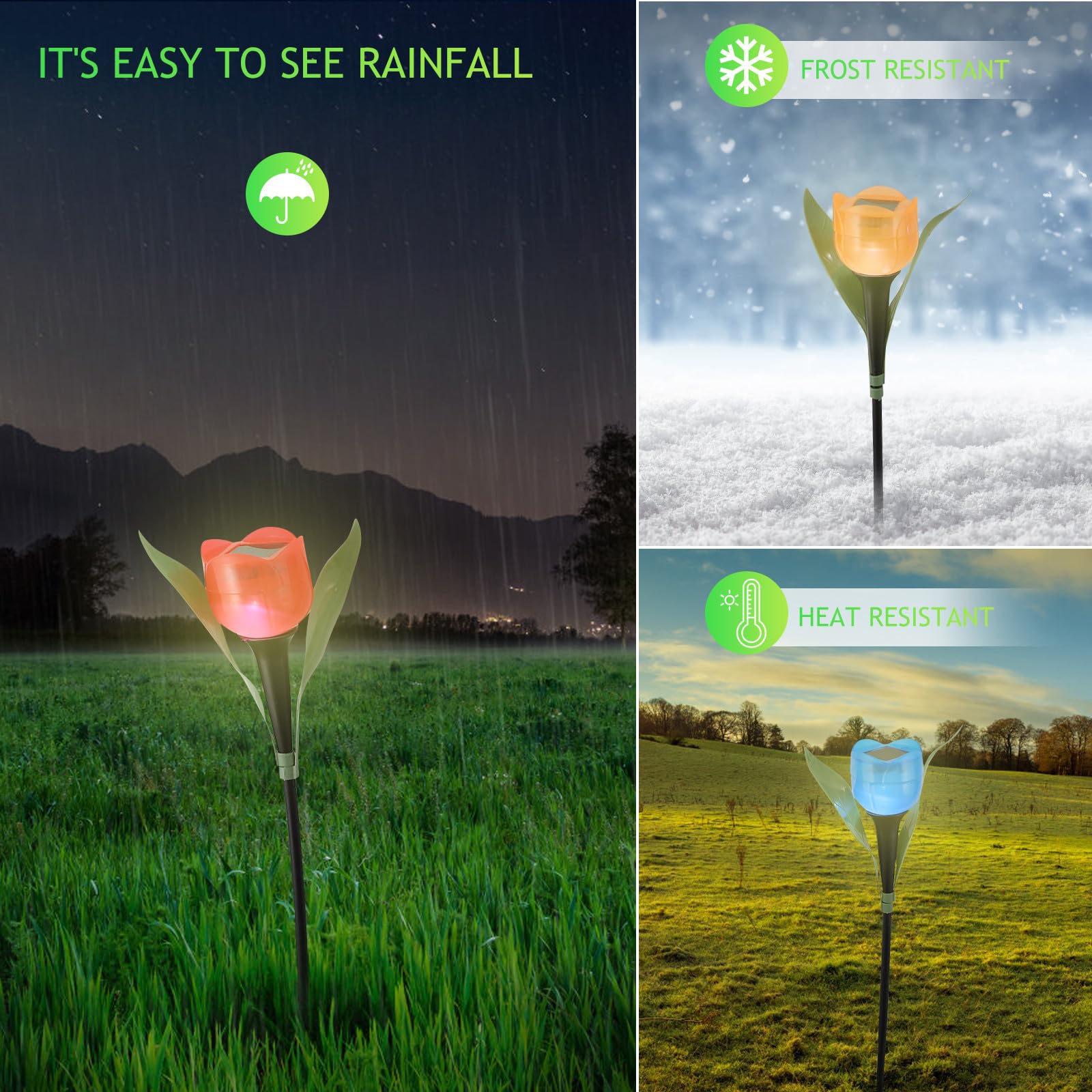 BESPORTBLE Solar Blumenwegleuchte Tulpen Design Abs für Außenbeleuchtung