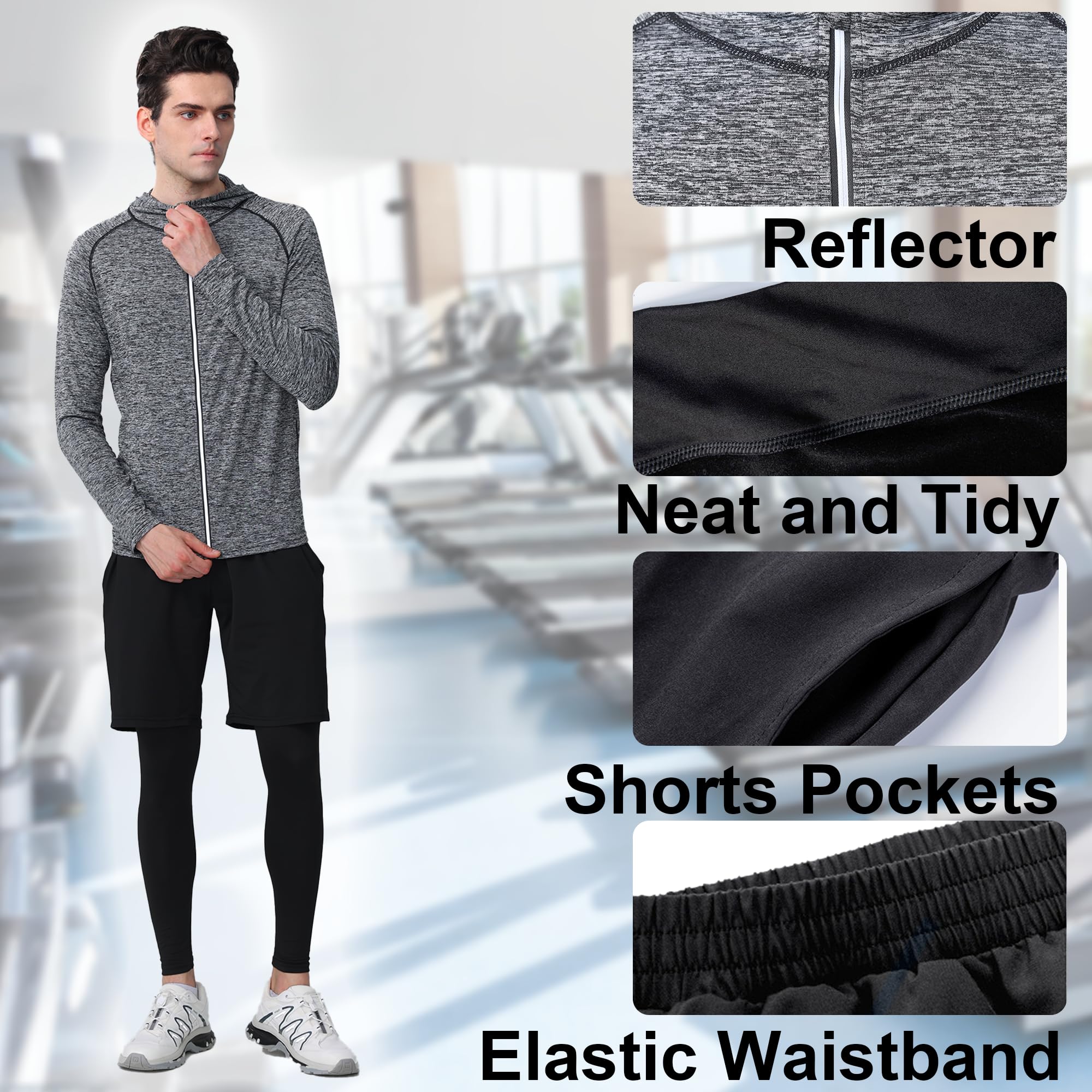 Men's 5-Piece Quick Dry Compression Set Top Accessories Clothing Training Equipment Gym Athletic Running Sport - 5