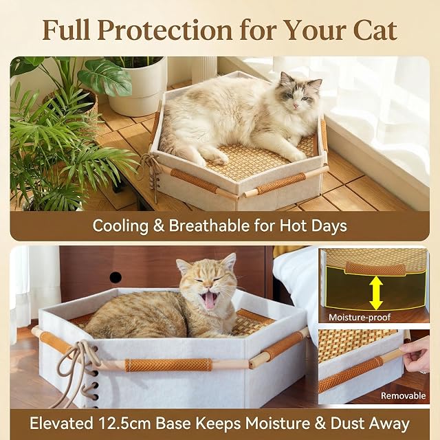 Foto 4 de 6 de AIRCADIA Cama hexagonal para gatos con alfombrilla de bambú