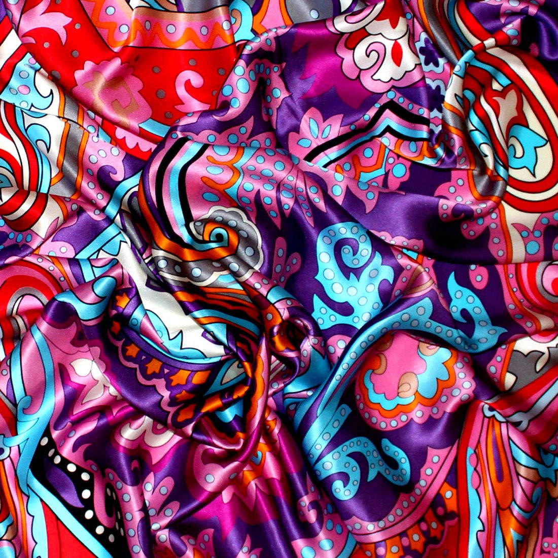 Lorenzo Cana - Pañuelo de seda de lujo para mujer, 100% seda, satén XL, 110 cm x 110 cm, estampado multicolor multicolor