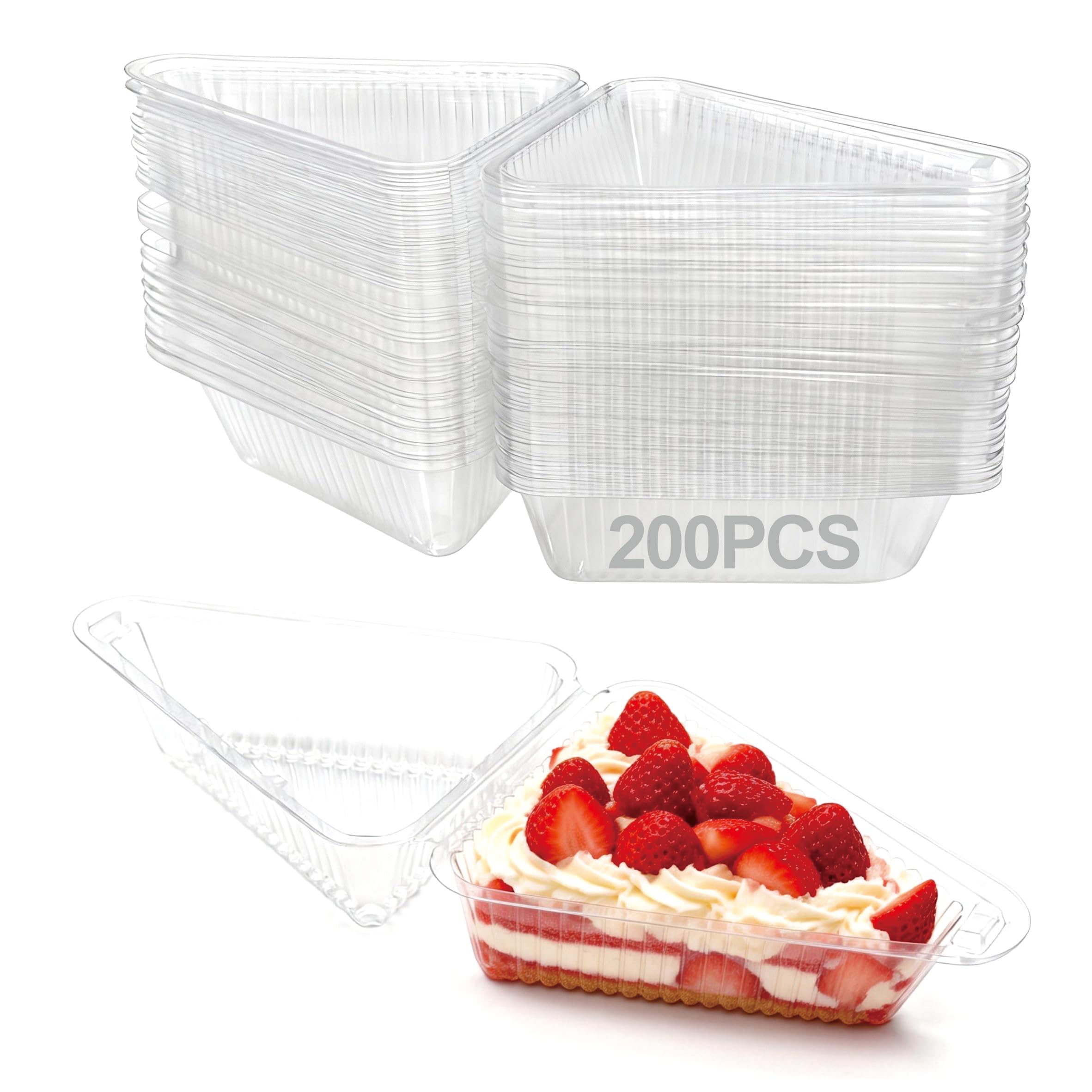 200 contenitori triangolari per fette di torta con coperchi, scatole triangolari per fette di torta da 12,7 cm, contenitori per torta di formaggio, per panetteria, torte, pizza, dessert, pranzo e