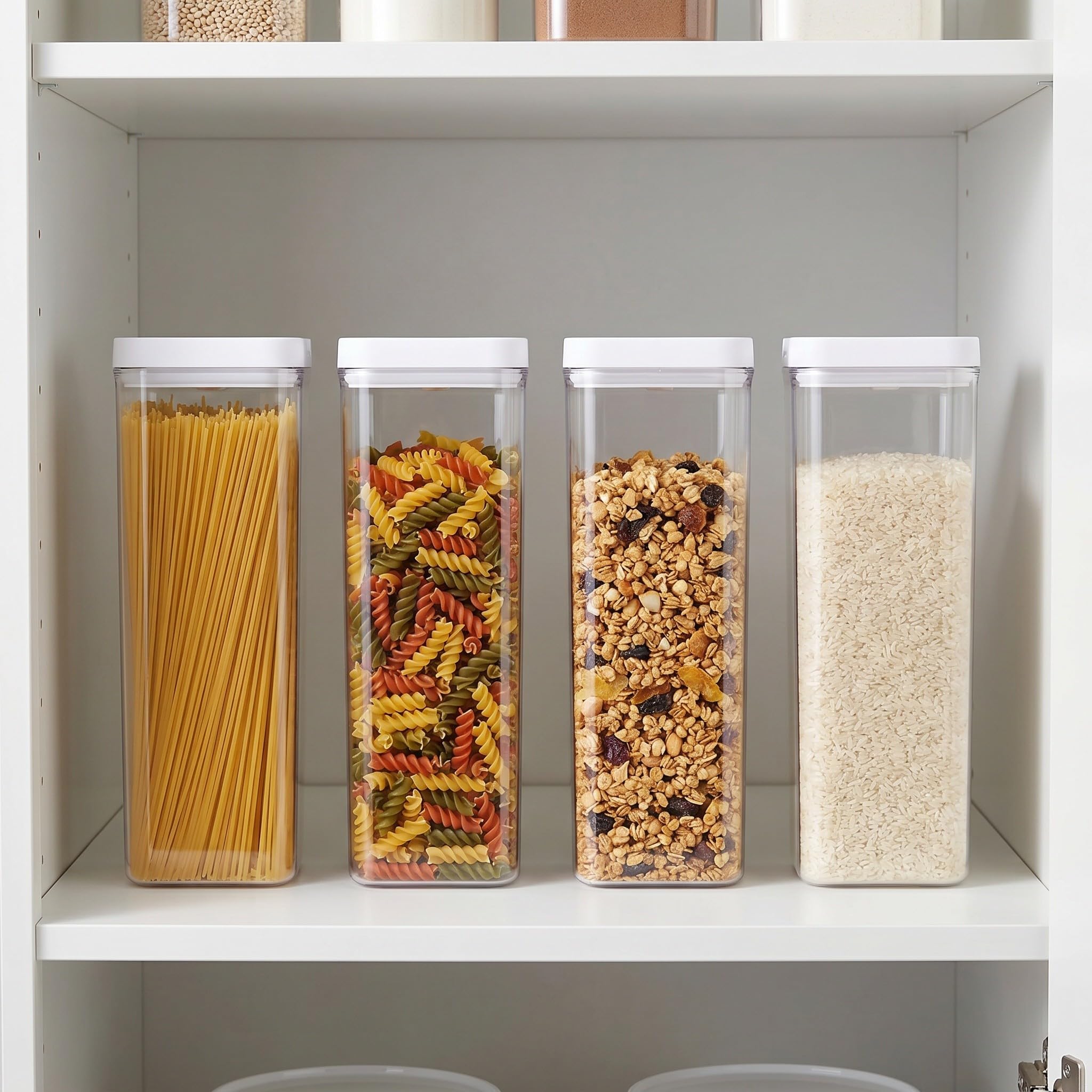 Lurrose 2 contenitori ermetici per pasta con coperchio, contenitore alto per spaghetti, barattoli trasparenti per conservare spaghetti, linguine, noodles e alimenti secchi
