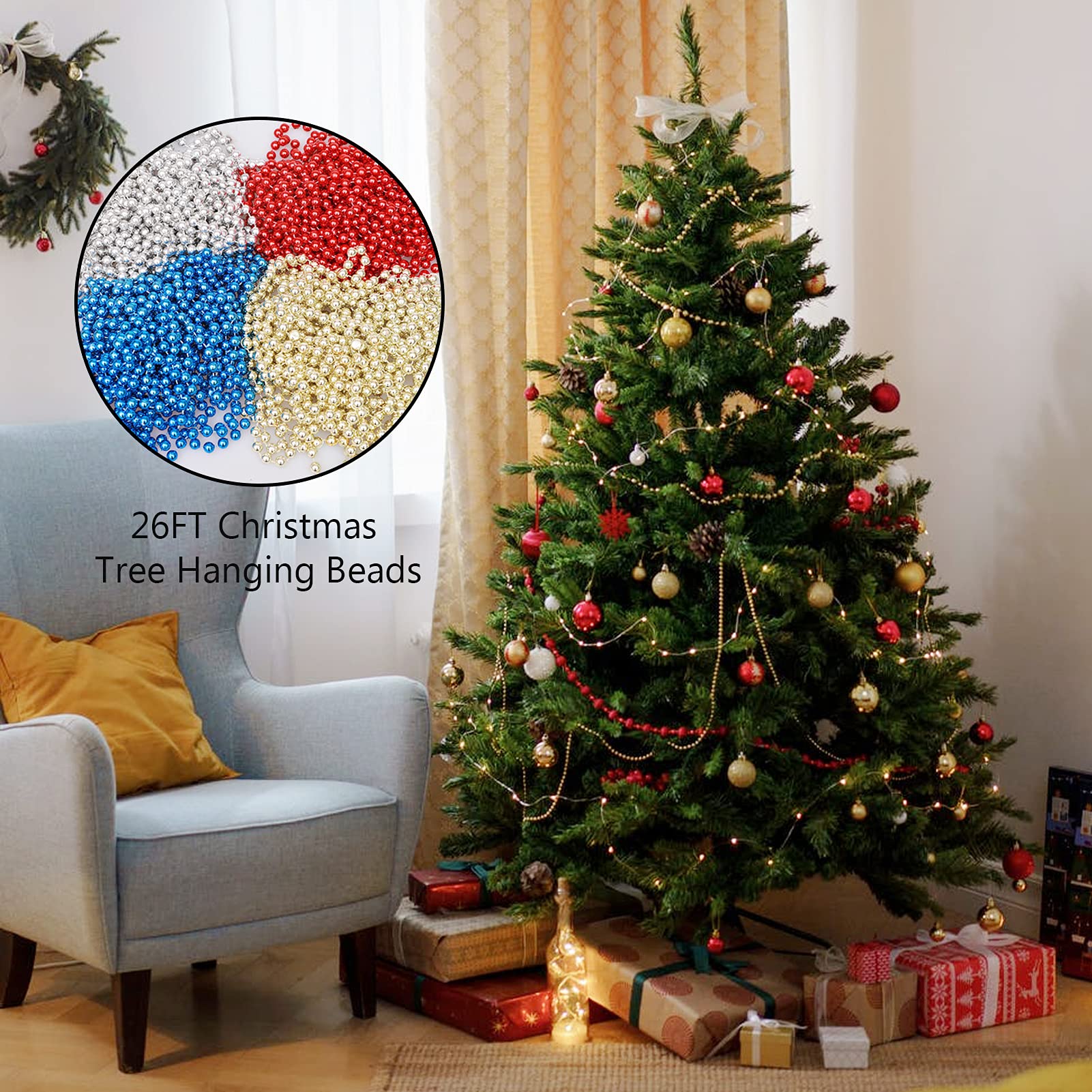 Amazon.co.jp: Duisger 26FTクリスマスボールチェーン飾りクリスマス