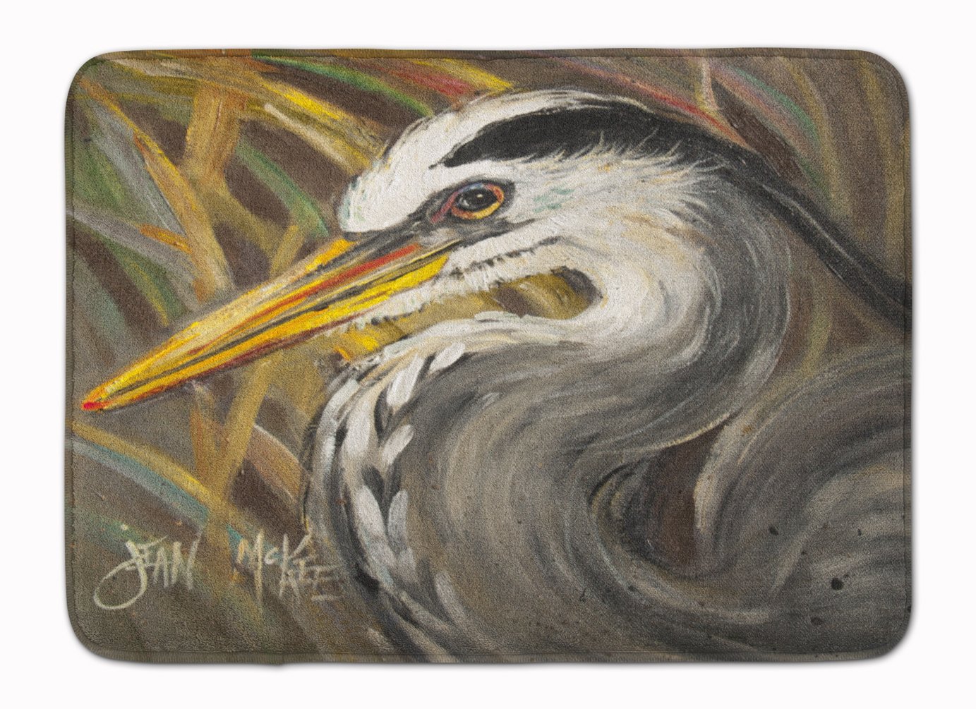 Caroline's Treasures JMK1012RUG Blue Heron Machine Washable Memory Foam Mat, Bathroom Rug, Non-Slip Bath Mat, Durable Thick Washable Rugs for Kitchen, Bathroom Quick Dry, Decorative Artwork,