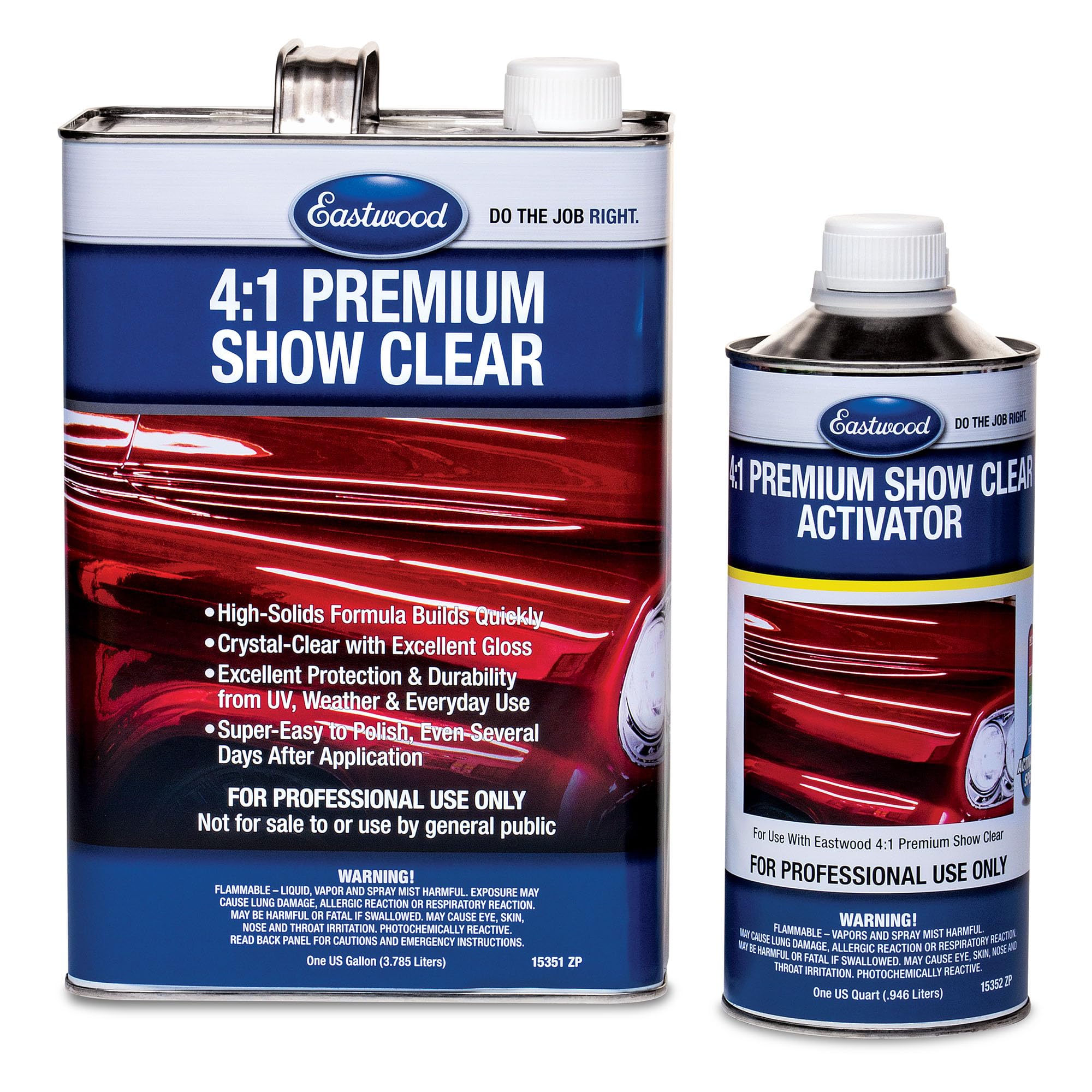 Eastwood 4:1 High Solids Urethane Automotive Spray Paint Premium Show Car Clear with Medium Activator