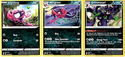 Grimmsnarl 125/192 - Rebel Clash - Juego de cartas Pokemon Evolution - Morgrem & Impidimp - Raro lote de 3 cartas