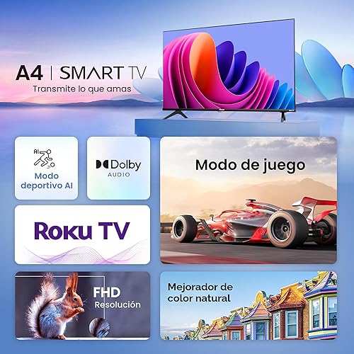 Miniatura 4 de Hisense Smart Roku TV de 40 pulgadas Serie A4 FHD 1080p con compatibilidad Alexa (40A4NR) - Dolby Audio, diseño de bisel delgado, Asistente de Google