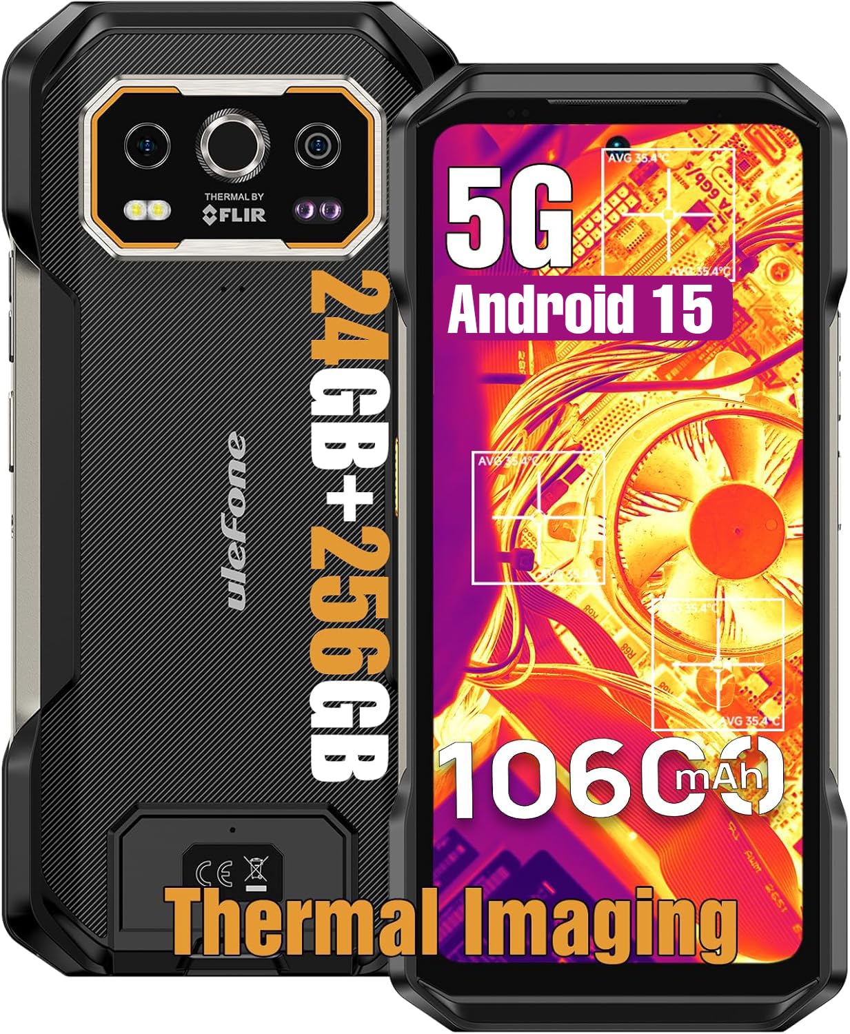 Ulefone Armor 27T Pro Rugged Smartphone 5G con Termografia, 24GB+