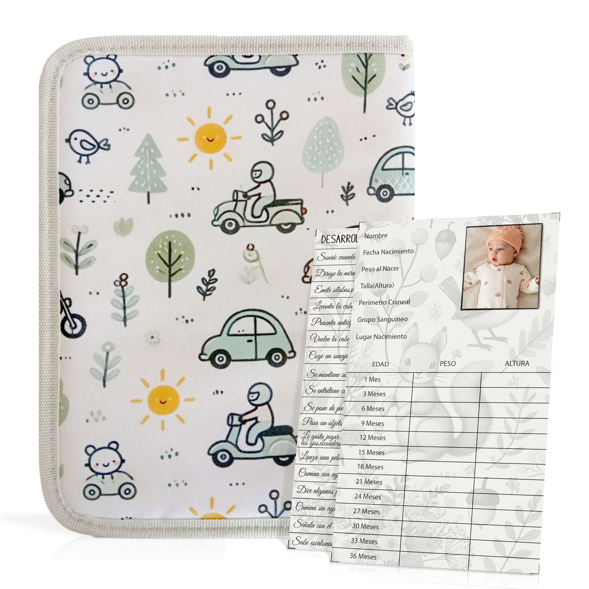 Portadocumentos Bebé para Cartilla Sanitaria con Tarjetas de Crecimiento y Primeros Logros, Carpeta y Porta Documentos Bebé, Funda Libro de Salud, Regalo para Baby Showers — view 11