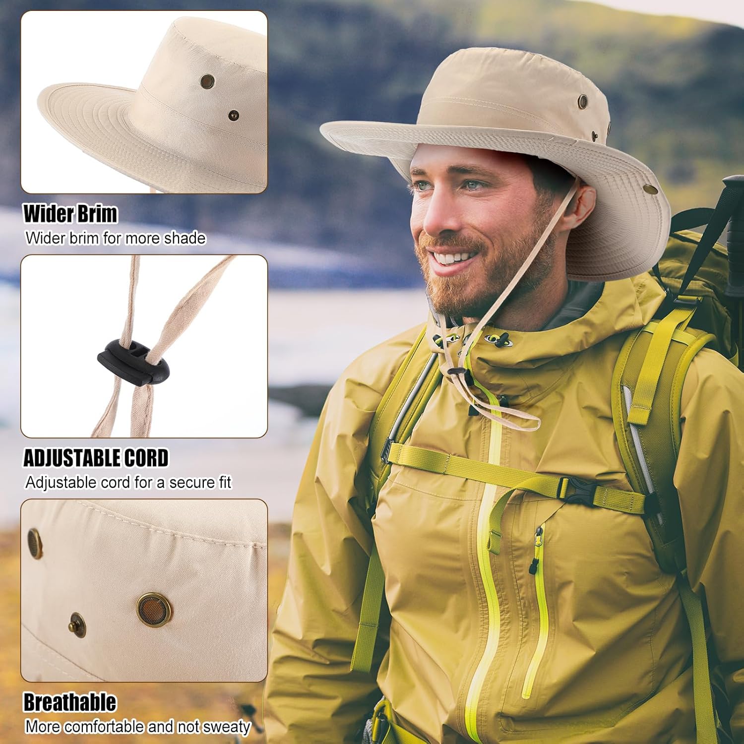 Suhine 15 Pcs Wide Brim Boonie Hat Bucket Boonie Hat for Men Unisex Uv Sun Protection Summer Hiking Fishing Safari Beach Camping Outdoor