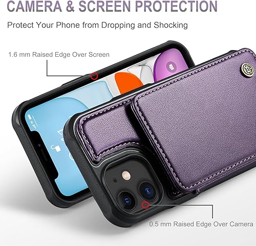 Miniatura 3 de Vinich Funda tipo cartera para iPhone 11 con soporte para tarjetas, bloqueo RFID, ranuras de crédito, función atril, a prueba de golpes, para