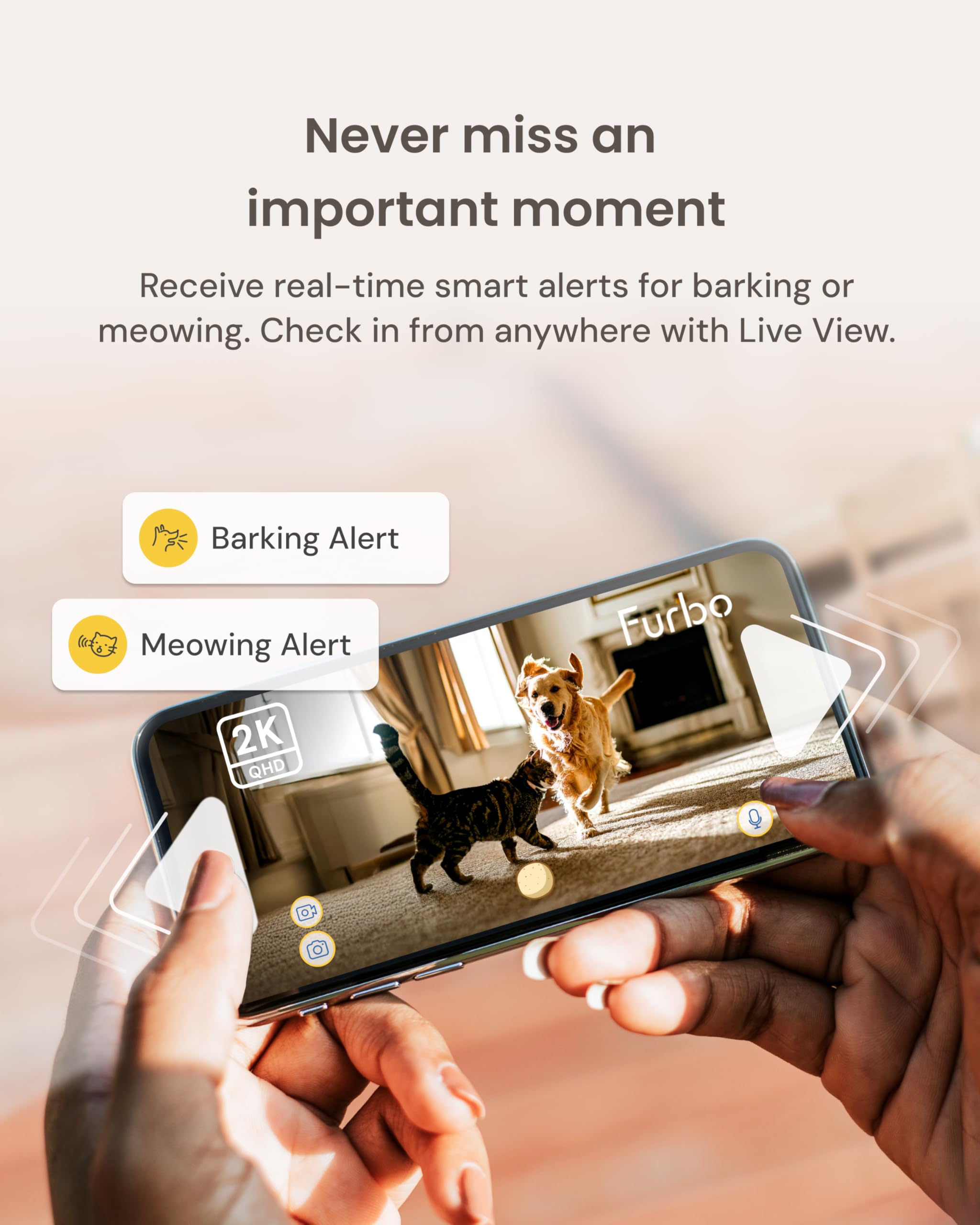 Furbo Mini 360º New Pet Camera: Home Security Camera w/Barking/Meowing Alerts, Rotating Pet Treat Dispenser w/Phone App, Smart Indoor Cam with 2-Way Speaker & Night Vision (No Subscription Required)