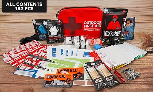 Miniatura 3 de Kit de primeros auxilios impermeable de 152 piezas, bolsa seca portátil para barcos pequeños, kit médico de emergencia ideal para canotaje, camping,