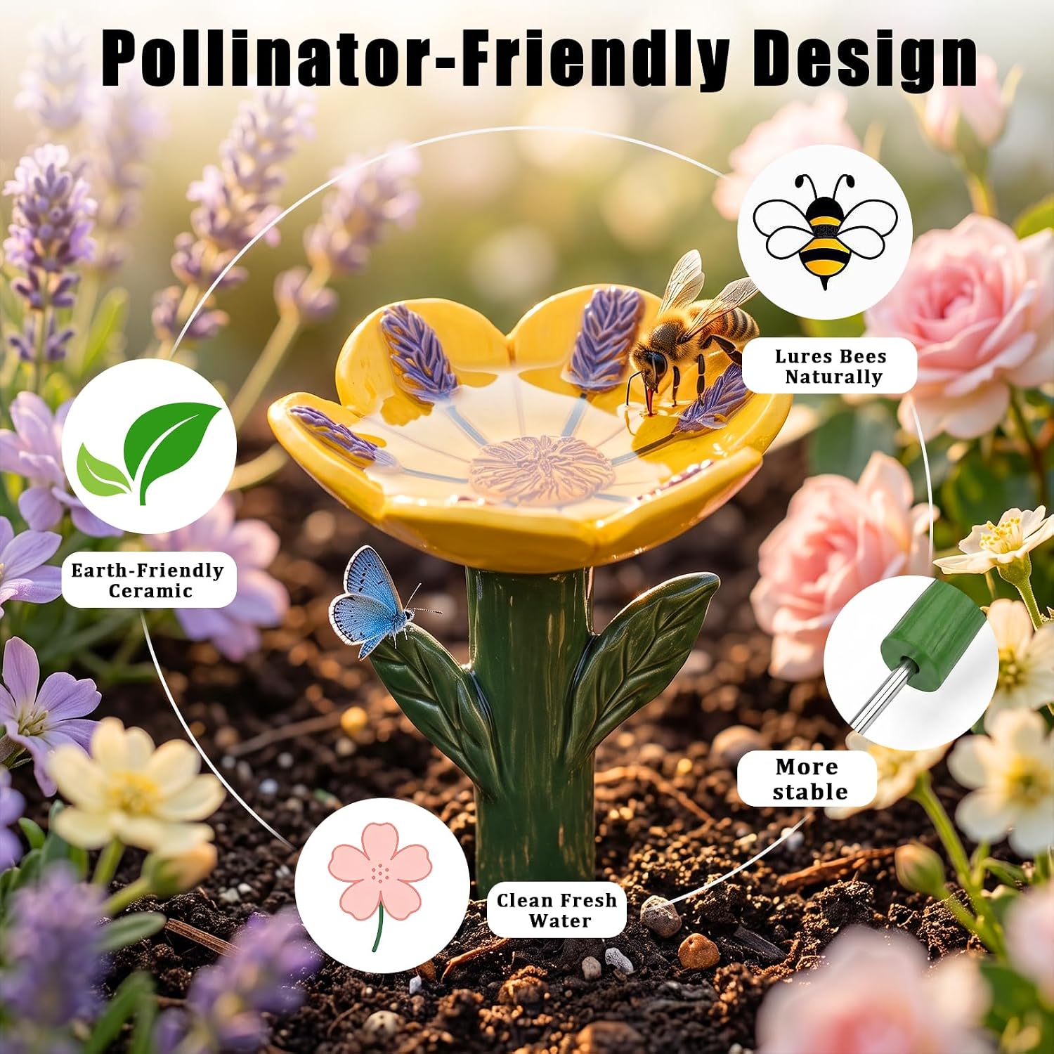 5 Set Bee Watering Station Insect Drinking Cups for Garden Flower image 3