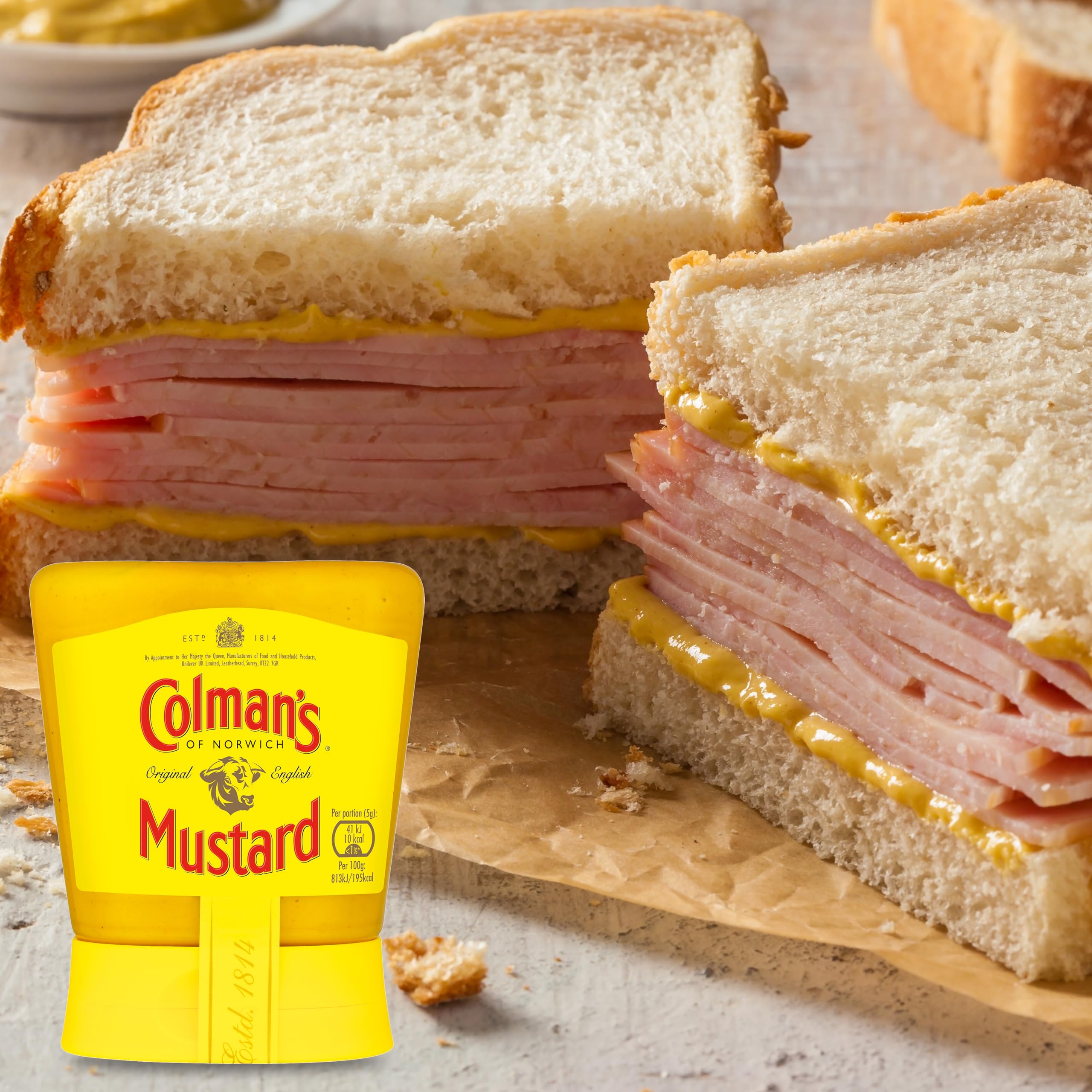 Colman's Senape Inglese Originale nel pratico formato squeeze top down, senape inglese superfine e vegana, macinata doppia (3 Pezzo (3 x 150g))