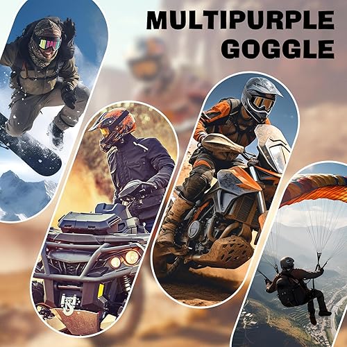 Miniatura 6 de Gafas de moto Dirt & Motocross, paquete de 2 gafas de carreras resistentes al viento para ATV, esquí y snowboard