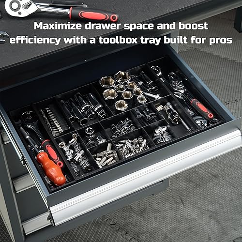 Miniatura 7 de ONREVA Juego de bandeja organizadora de caja de herramientas, kit de bandeja de almacenamiento grande expandible para caja de herramientas, cajones