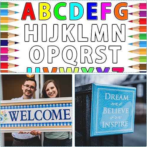 Miniatura 7 de PATIKIL Plantillas de letras de 7 pulgadas, plantillas de números, paquete de 36 plantillas reutilizables del alfabeto, juego de plantillas de