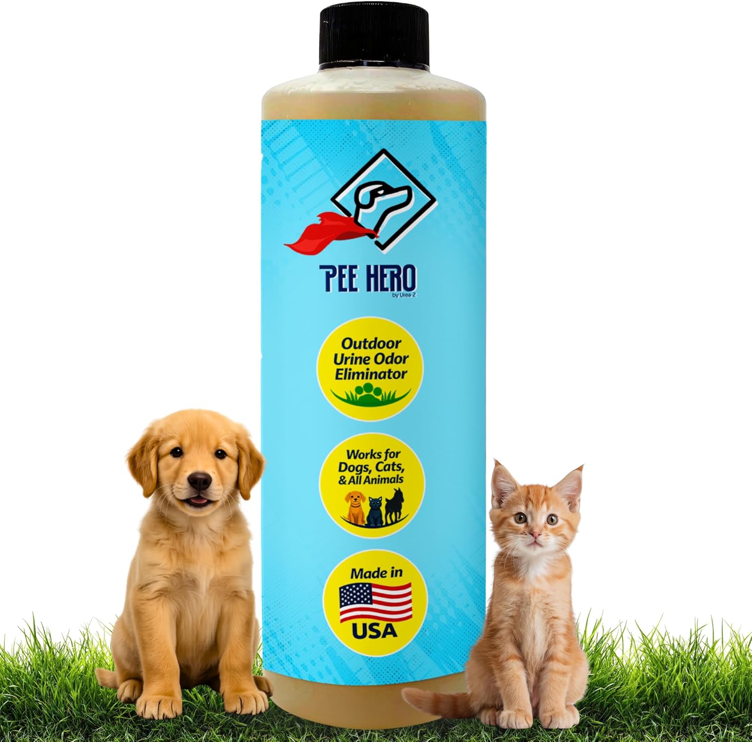 Pee Hero Dog Pee Cleaner 16 oz Concentrate (Makes 2 Gallons), Cat Urine Odor Eliminator - Dog Urine Odor Eliminator Concentrate, Turf Cleaner for Pet Urine Outdoor
