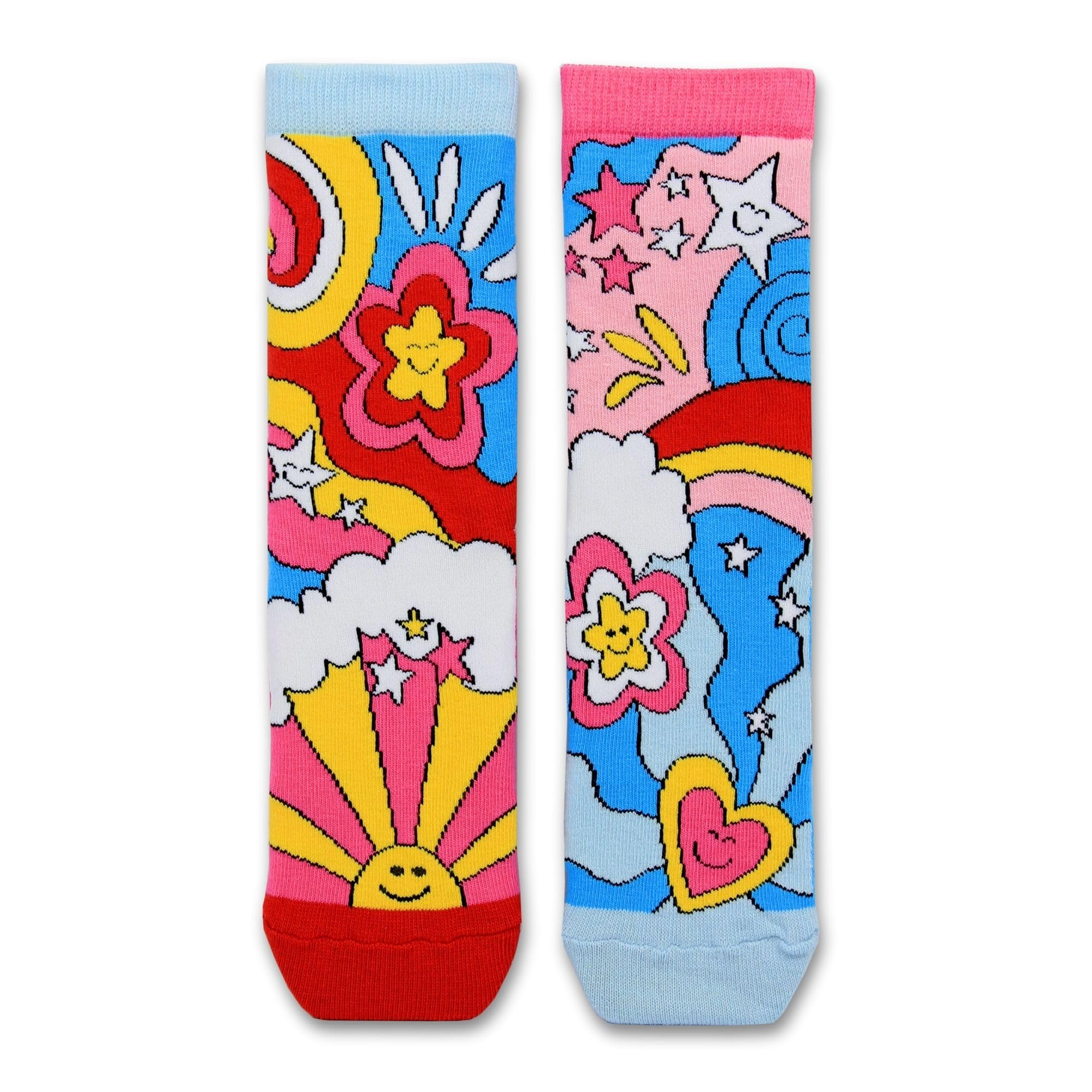United Oddsocks Starburst Odd Pair Socks For Kids – 1 Mismatched Pair With Colourful Rainbow, Hearts, Stars & Sunshine Design – Uk 12–5.5, Eur 30.5–38.5, Us 13.5–8 – Fun Colourful Socks For Kids