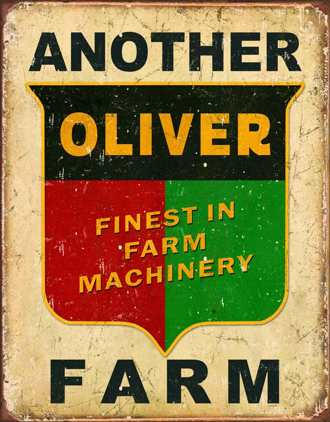 Another Oliver Farm Tin Sign - Nostalgic Vintage Metal Wall Decor - Made in USA - 12.5" W x 16" H
