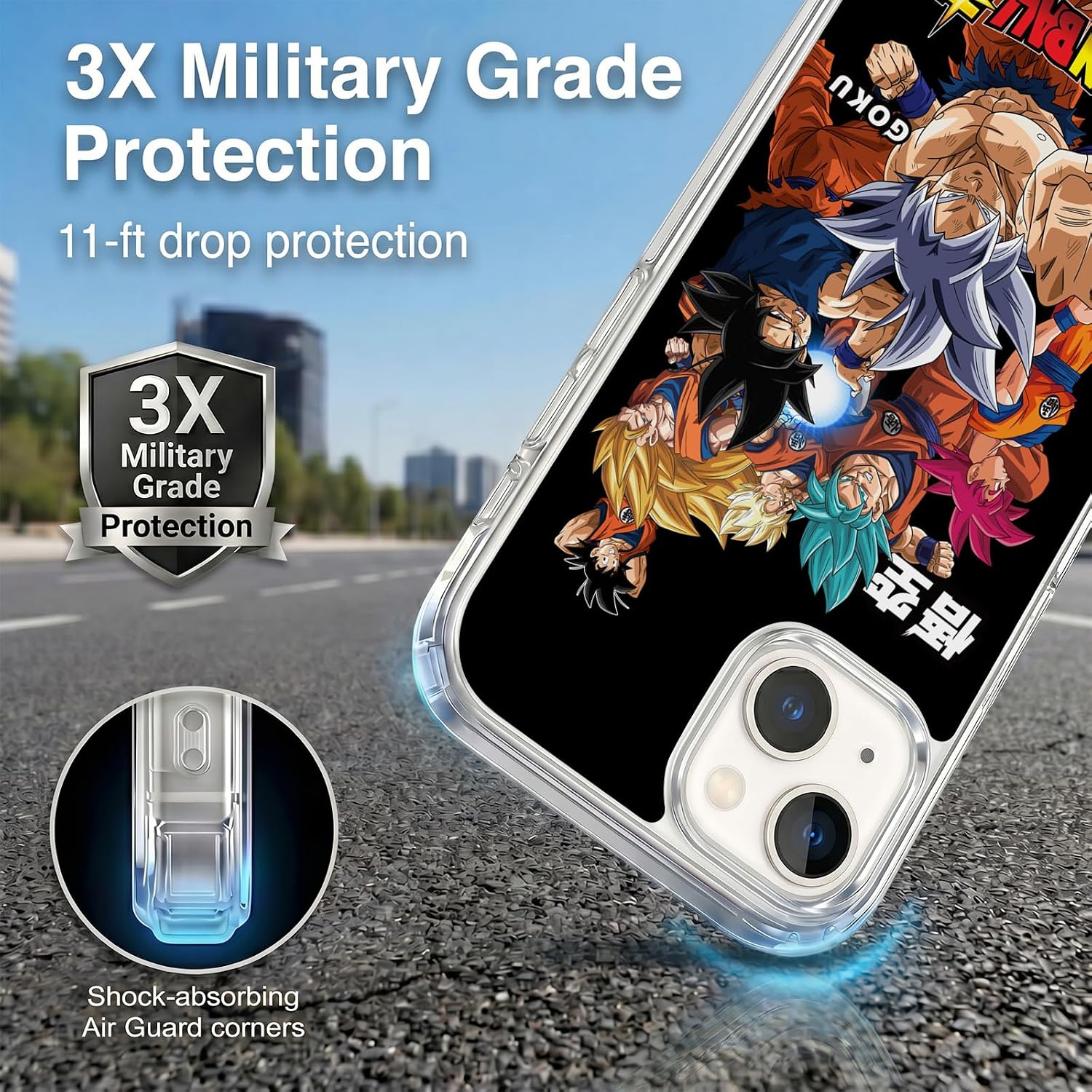 Head Case Designs Officially Licensed Dragon Ball Super Goku Universe Survival Characters Gel Case [Military Grade Protection] Compatible with Apple iPhone 14