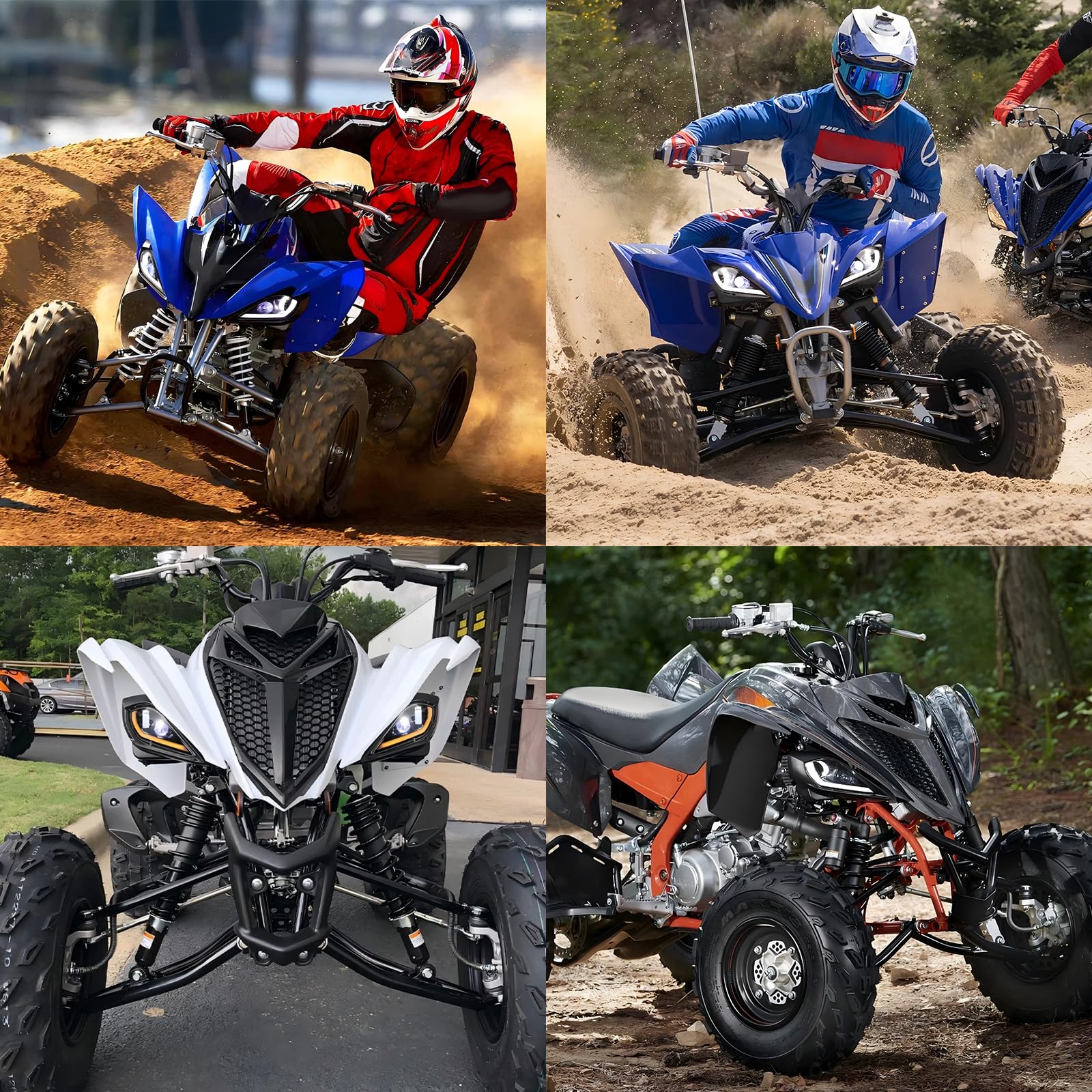 DREAMIZER Phare LED pour Moto 64W DOT de Croisement et Route DRL Blanc avec Clignotant Intégré Ambre pour Yamaha ATV Raptor 700 2006-2022 YFZ 450 YFZ450R YFZ450X Wolverine 450