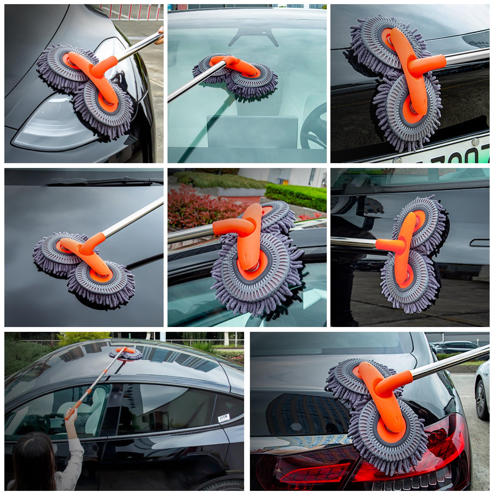 Balai de lavage de voiture, brosse lavage voiture télescopique, double tête en Chenille, outil nettoyage sans rayures pour véhicules, 20 à 45 pouces