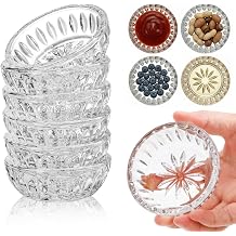 ZEAYEA Set of 8 Glass Dipping Sauce Cup, 2 oz Stackable Mini Glass Pinch Bowls for Spices, Condiments, Snack, Clear Floral Relief Design Small Prep Bowls for Kitchen, Party, Gift, Dishwasher Safe