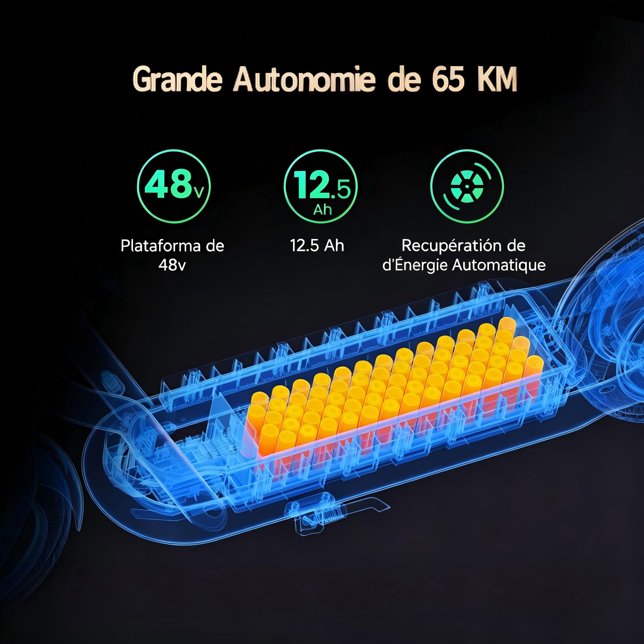 NAVEE N65i Trottinette Electrique Adulte 65KM Autonomie, Moteur 1000W, Trotinette Électrique Pliable, App & Clignotants, Absorption Double des Chocs, Pneus tubeless Tout-Terrain de 10,5″, TCS