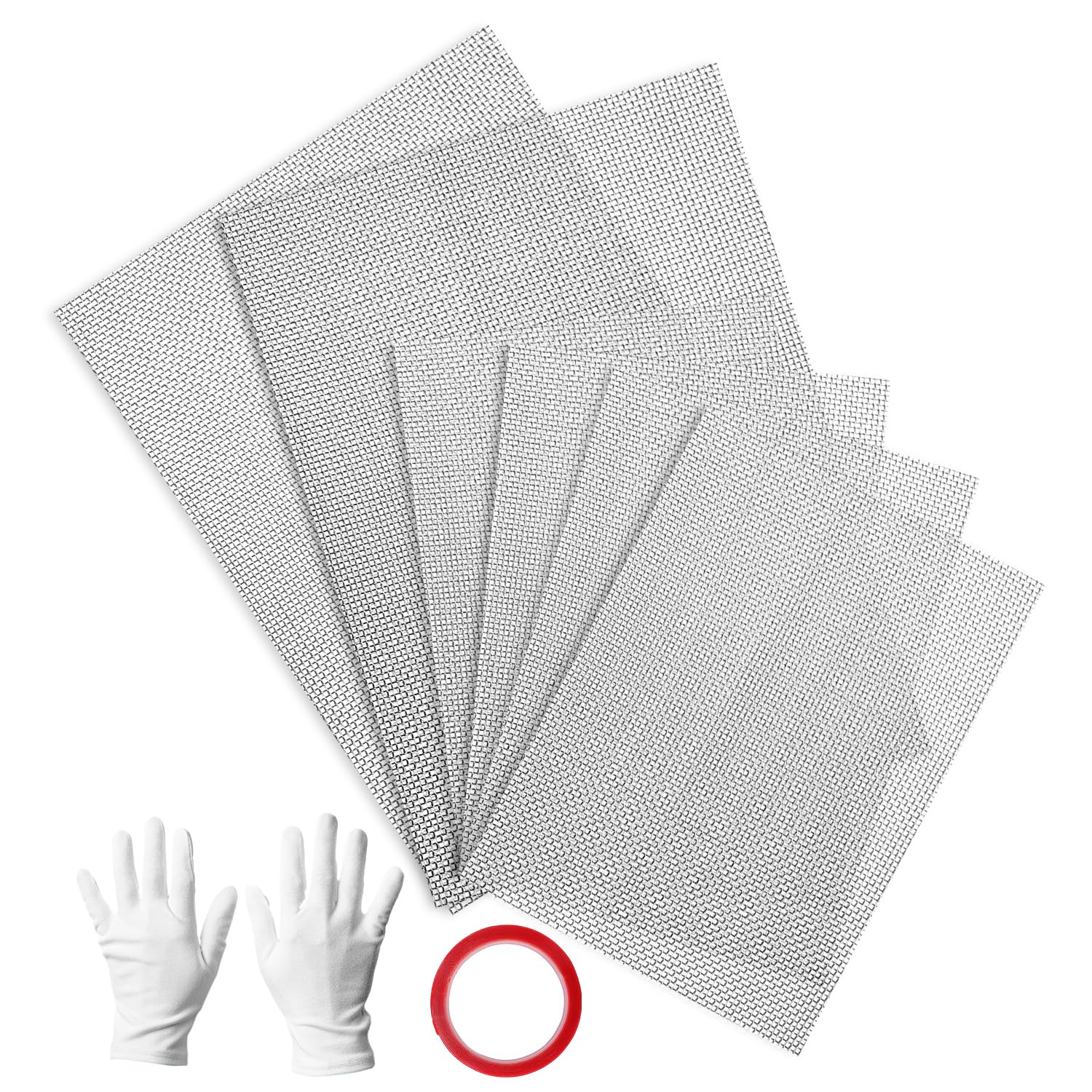 304 Stainless Steel Wire Mesh - 6Pcs Insect Metal Mesh Sheet with Gloves Tape/Mouse Rodent Proof Rat Wire Cloth/Fine Wire Mesh for Home Kitchen Garden