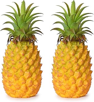 Lvydec 2 Pack Artificial Pineapple, Realistic Artificial Fruit Fake Pineapple for Home Cabinet Table Party Decoration (10.2" - 2 Pack)