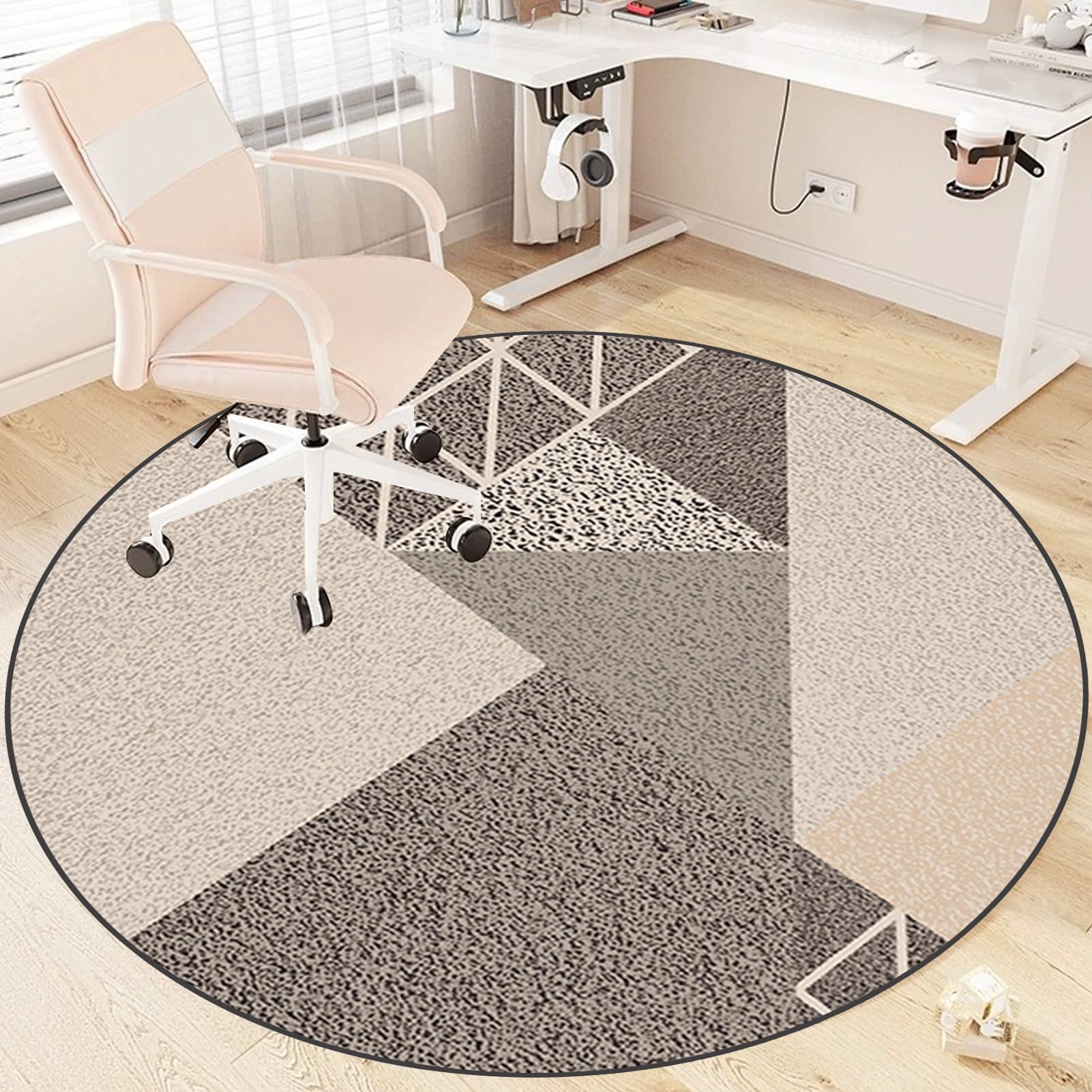 Tapis de Protection pour Les Sols, Tapis Chaise de Bureau, Tapis de Sol Bureau Tissu, Tapis de Chaise Polyvalent pour la Maison, Tapis de Protection en Carrelage, Tapis Ronde 90 cm
