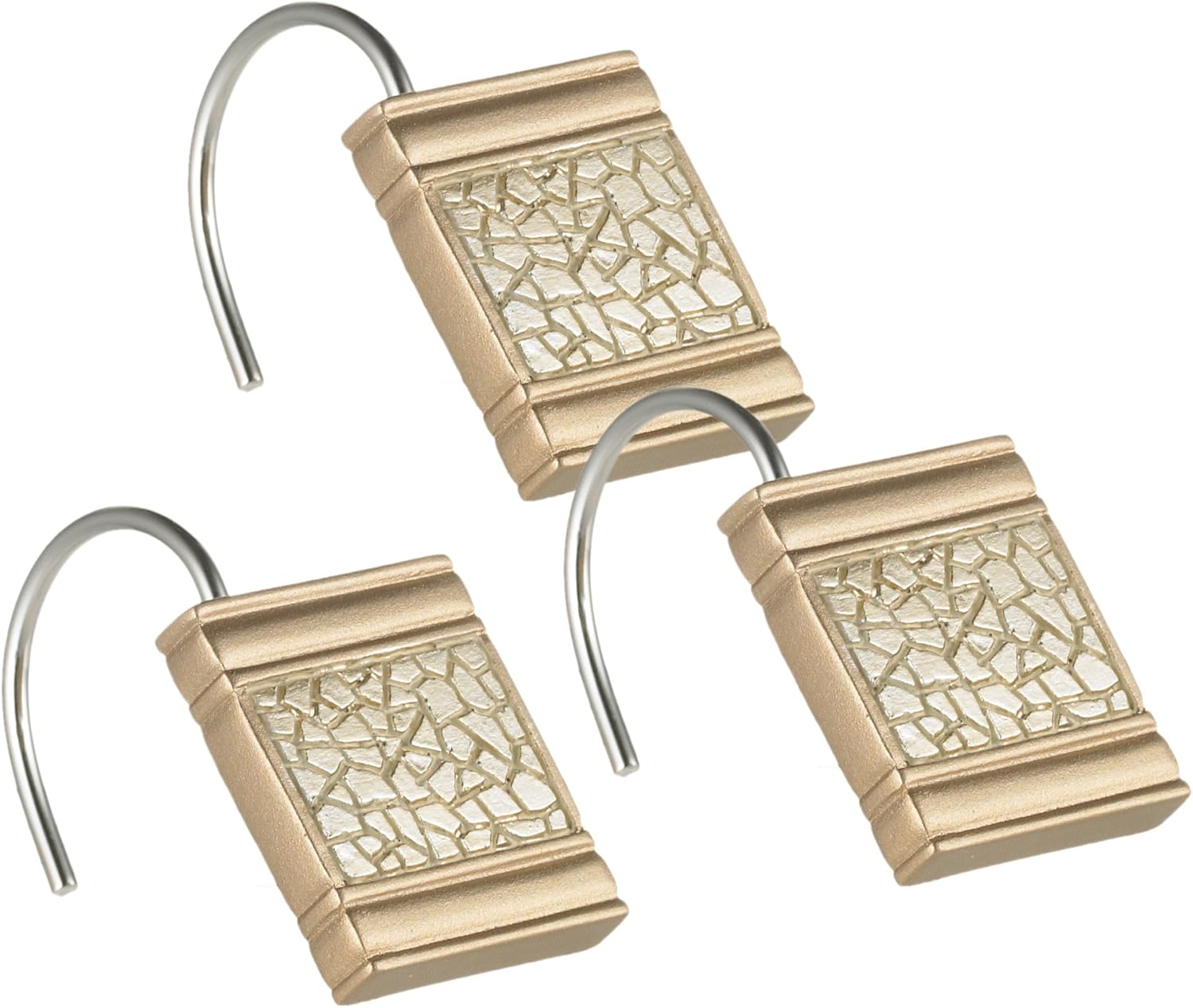 Zahari Home Sinatra - Ganchos para cortina de ducha, paquete de 12 unidades, decoración moderna para baño, color champán