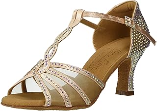 Very Fine Womens Dance Shoe Delphine Ballroom Latin Salsa Tango Cha Cha Waltz Flesh Satin 2.5