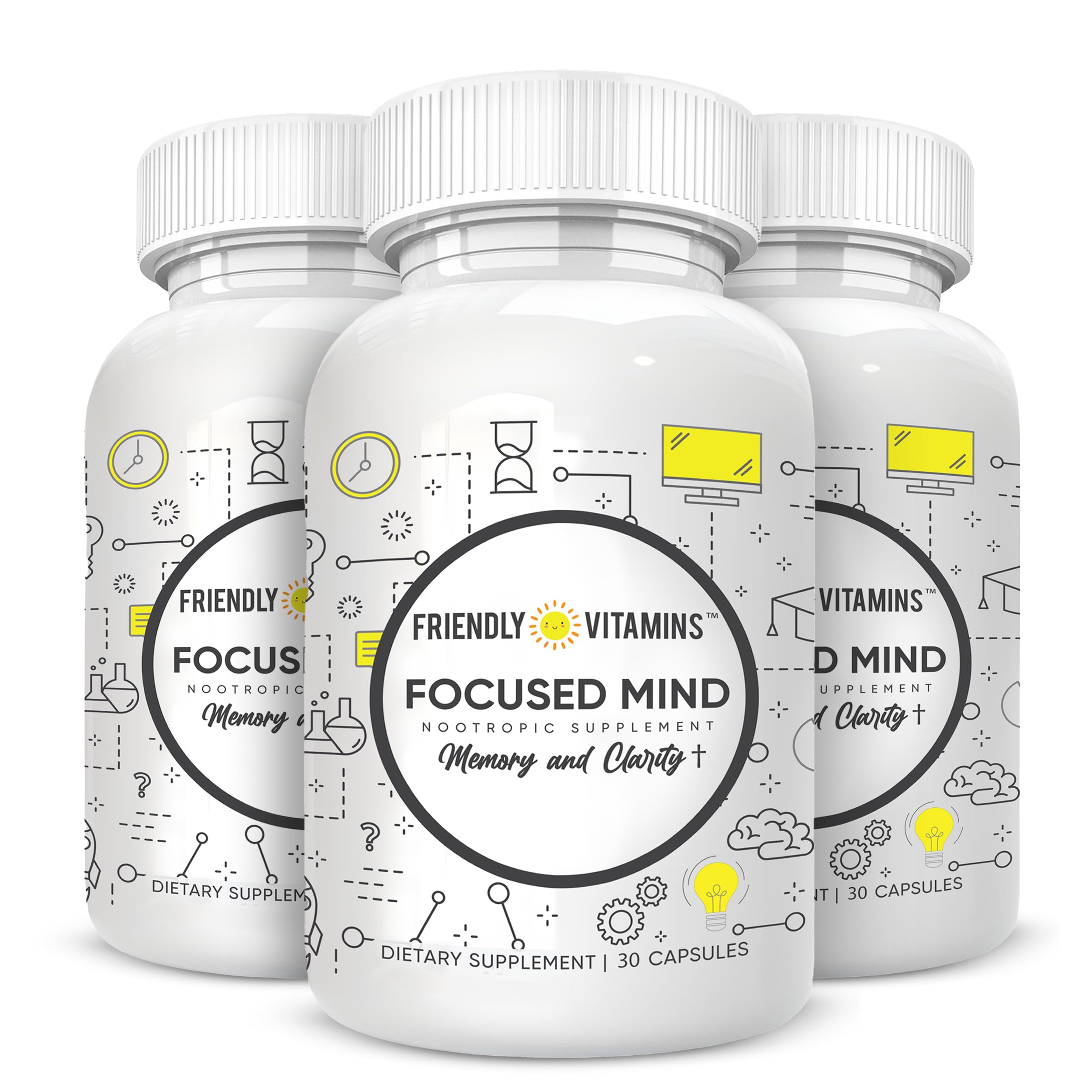 Focused Mind – Daily Brain Supplement for Memory and Focus Support | Nootropic for Concentration, Mental Clarity, and Brain Energy | Cognitive Supplement for Work, School, or Everyday Demands