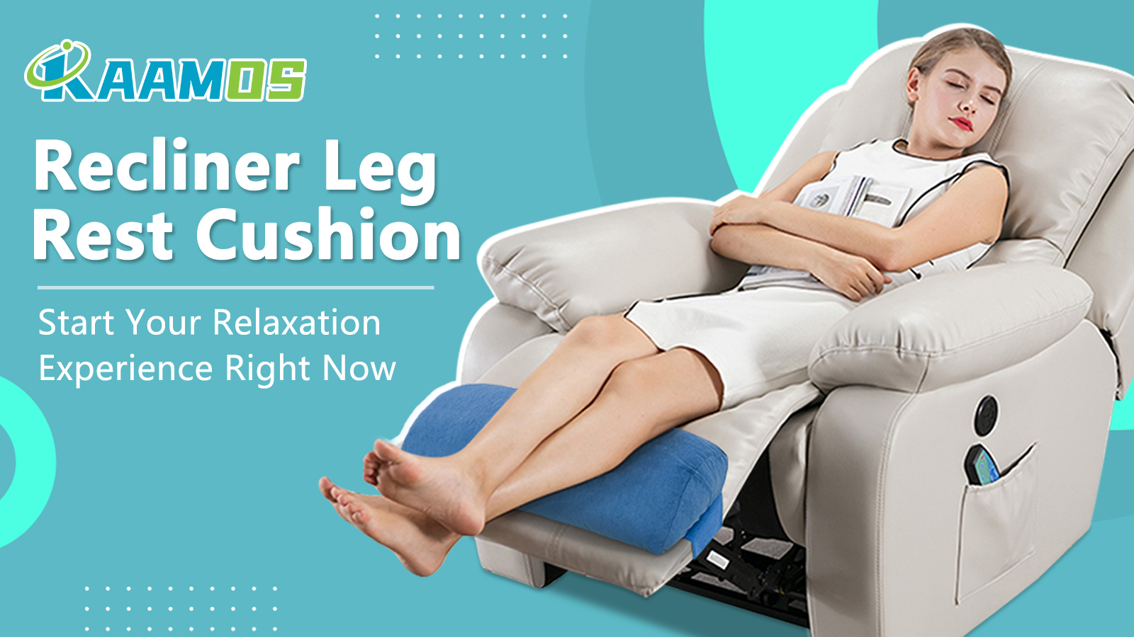 Xikangshun Coussin repose-pieds inclinable 60 x 25 x 10 cm pour canapé, coussin traversin demi-lune avec housse et bande élastique, coussin multifonction pour la tête, le cou, la taille, les jambes