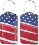 Luggage Tag for Suitcases TSA Approved, JOTO Unique Suitcase Tags Luggage Identifier for Travel, PU Leather Privacy Protection Bag Labels with Stainless Steel Loop Name Address Card -2 Pack, Style B