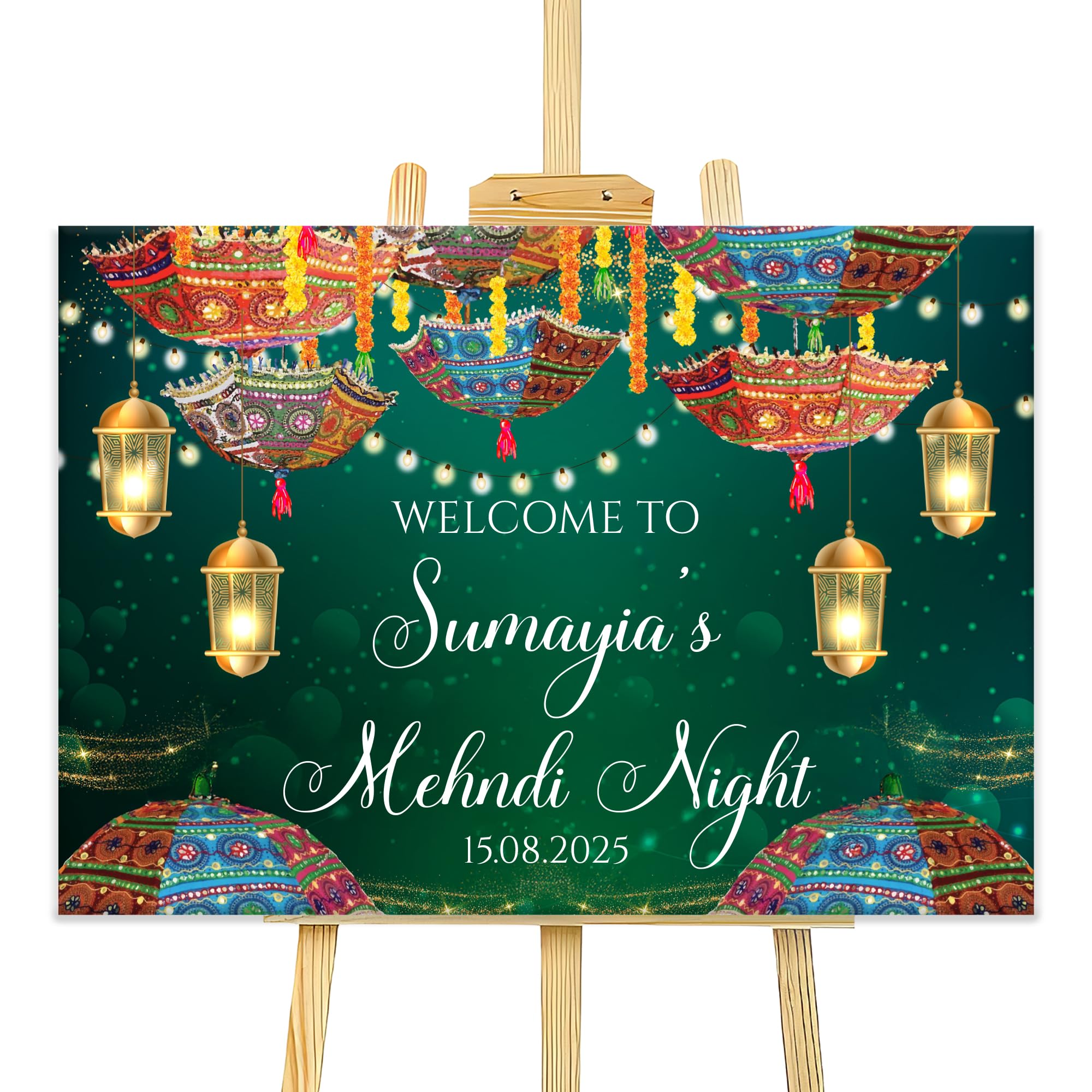 Personalised Mehndi Welcome Entrance Sign Board Custom Indian Wedding Party Decor A1 Foamex Board (Design 4)