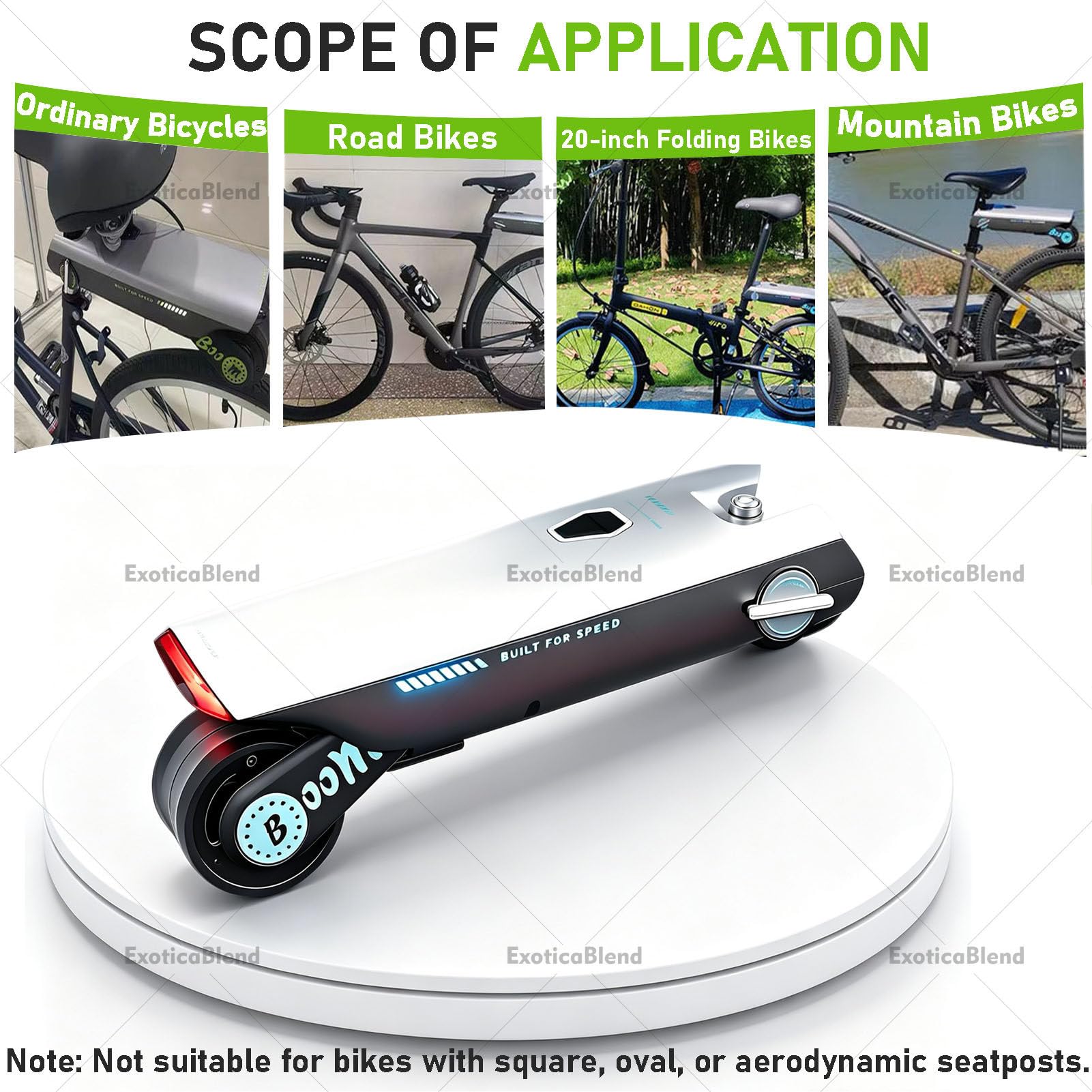 Kit de Conversión Eléctrica para Bicicletas Urbanas y de Montaña: Sistemas de Asistencia al Pedaleo con Adaptador para Tija y Abrazadera; Instalación Rápida para Carreteras Pavimentadas Blue