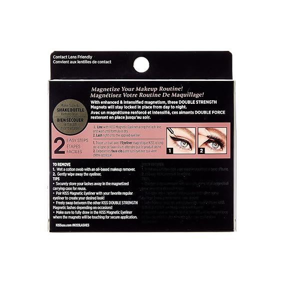 Kiss Magnetic Lashes, Tempt, 1 Pair Synthetic False Eyelashes With 5 Double Strength Magnets, Wind Resistant, Dermatologist Tested Fake Lashes Last Up To 16 Hours, Reusable Up To 15 Times Black