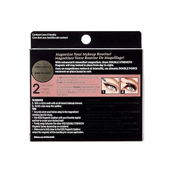 Kiss Magnetic Lashes, Tempt, 1 Pair Synthetic False Eyelashes With 5 Double Strength Magnets, Wind Resistant, Dermatologist Tested Fake Lashes Last Up To 16 Hours, Reusable Up To 15 Times Black