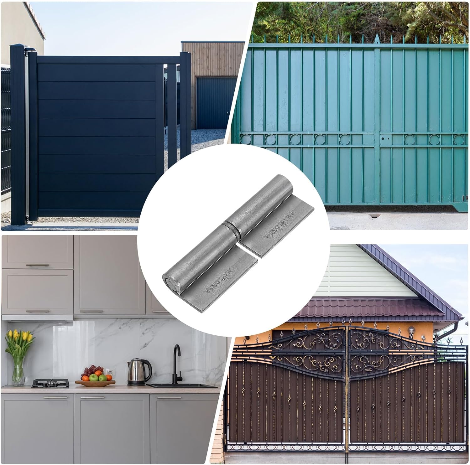 uxcell Weldable Lift Off Hinges, 8 Pack 4-5/7" x 1-1/2" Weld-on Steel Gate Flag Hinges with Removable Pin, Detachable Hinges for Metal Gate Swing Door Trailer Ramp
