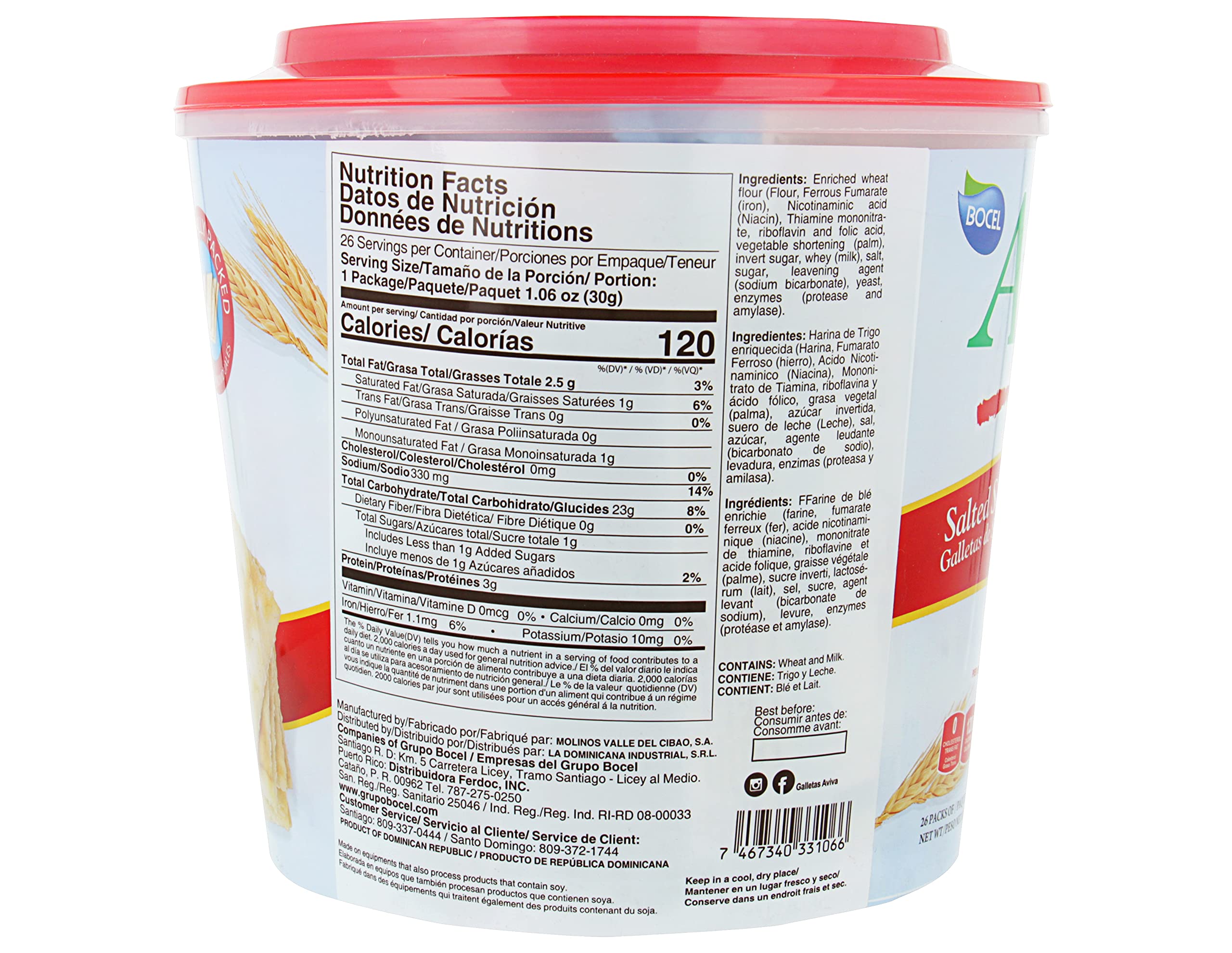 AVIVA MULTICEREAL HONEY SODA CRACKERS INDIVIDUALLY WRAPPED FRESH 9