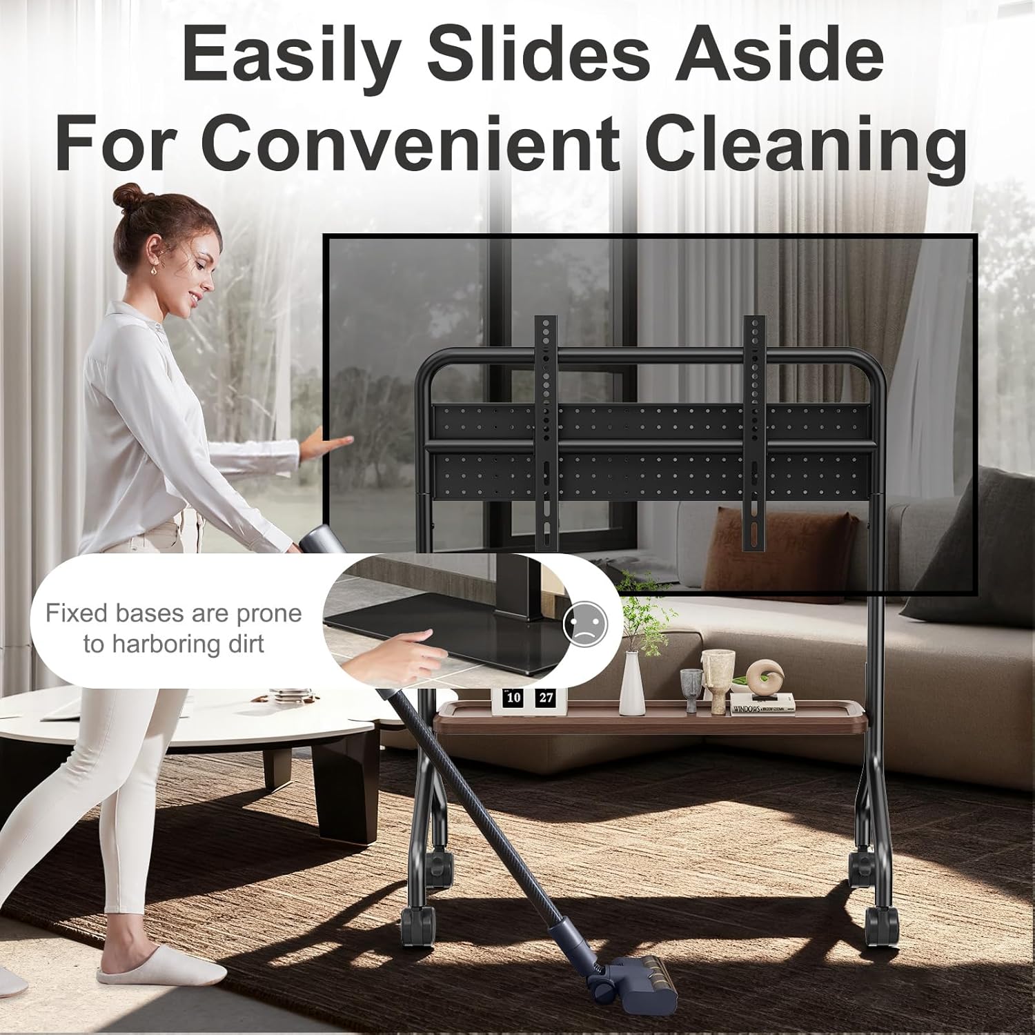 Mobile TV Cart Easel Rolling TV Stand for 32 to 75 Inch LCD LED OLED Flat Panel Screens, Portable Floor TV Stand with Locking Wheels Hold Up to 110 Lbs,Rolling TV Cart Max VESA 600x400mm