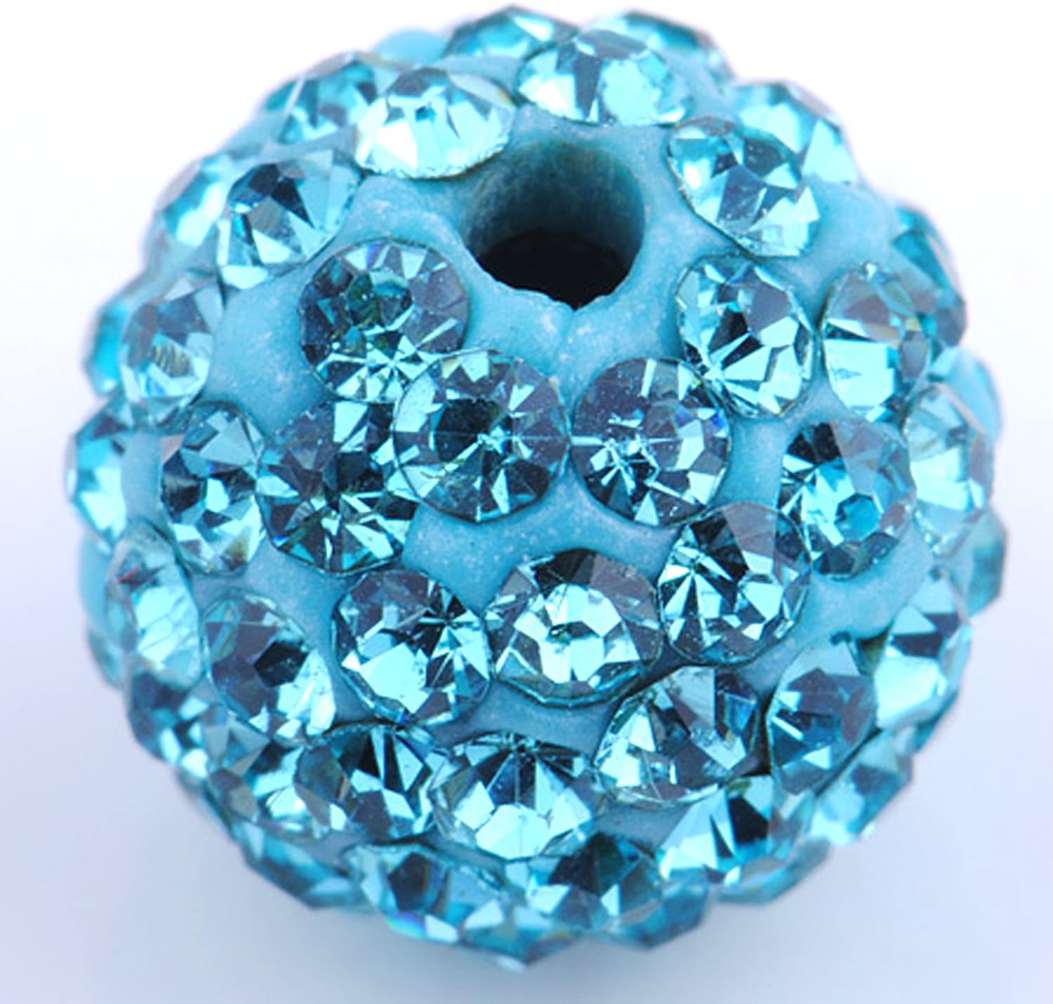 RUBYCA Pave Czech Crystal Disco Ball Clay Beads fit Shamballa Jewelry (20pcs, 12mm, Aquamarine Blue)
