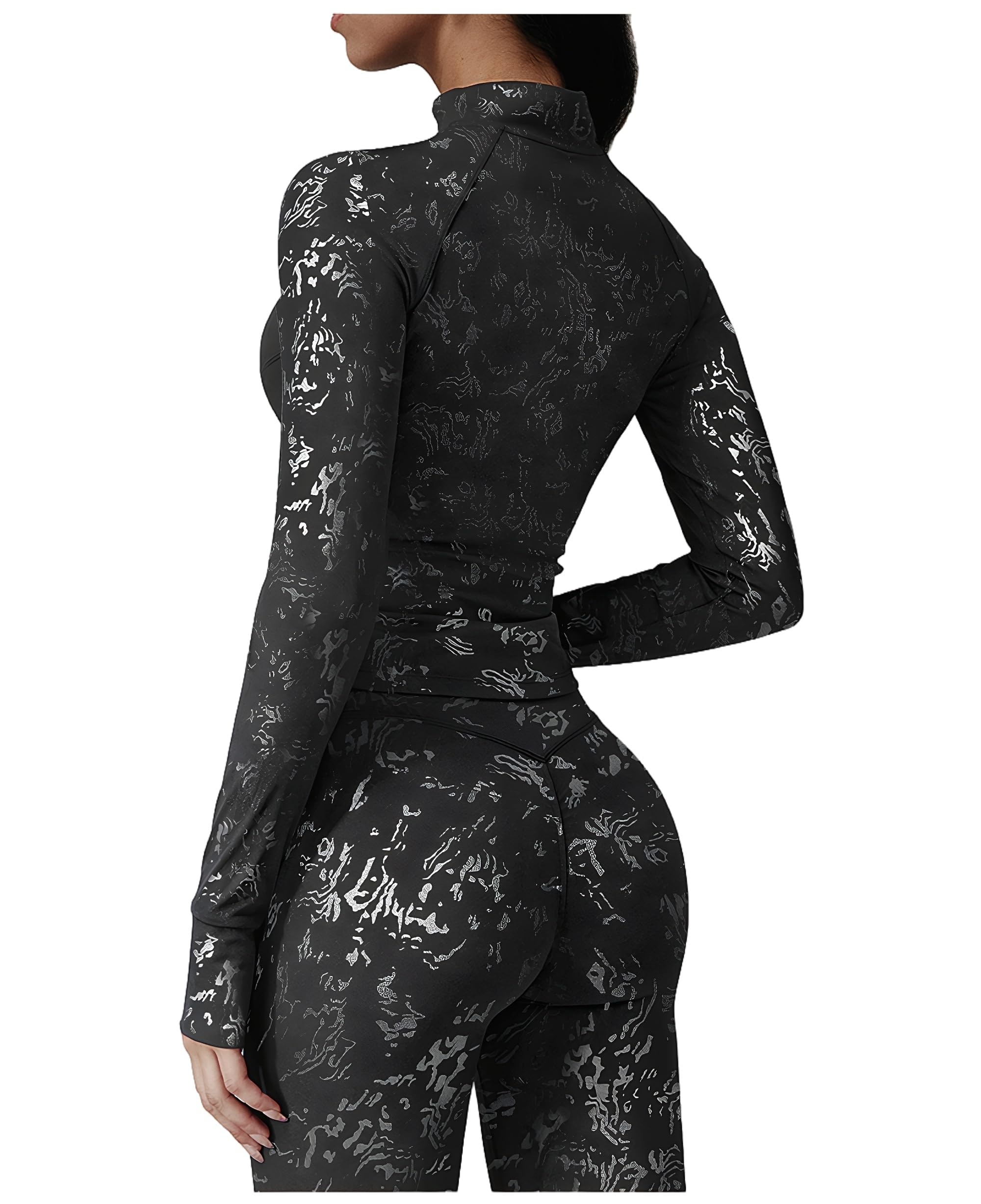 Maizoon Gym Sets for Women 2 Piece Stylish Yoga Set Jacket & Sports Long Pants High Waisted with Four-Way Stretch Fabric Soft Athletic Set for Workout Running Training