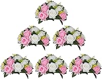 Vista 11 de BLOSMON Bolas de Flores para Bodas, Centros de Mesa de Rosas, 2 Piezas, Flores Artificiales Negras, Bolas Florales Colgantes, Decoración de Arreglos