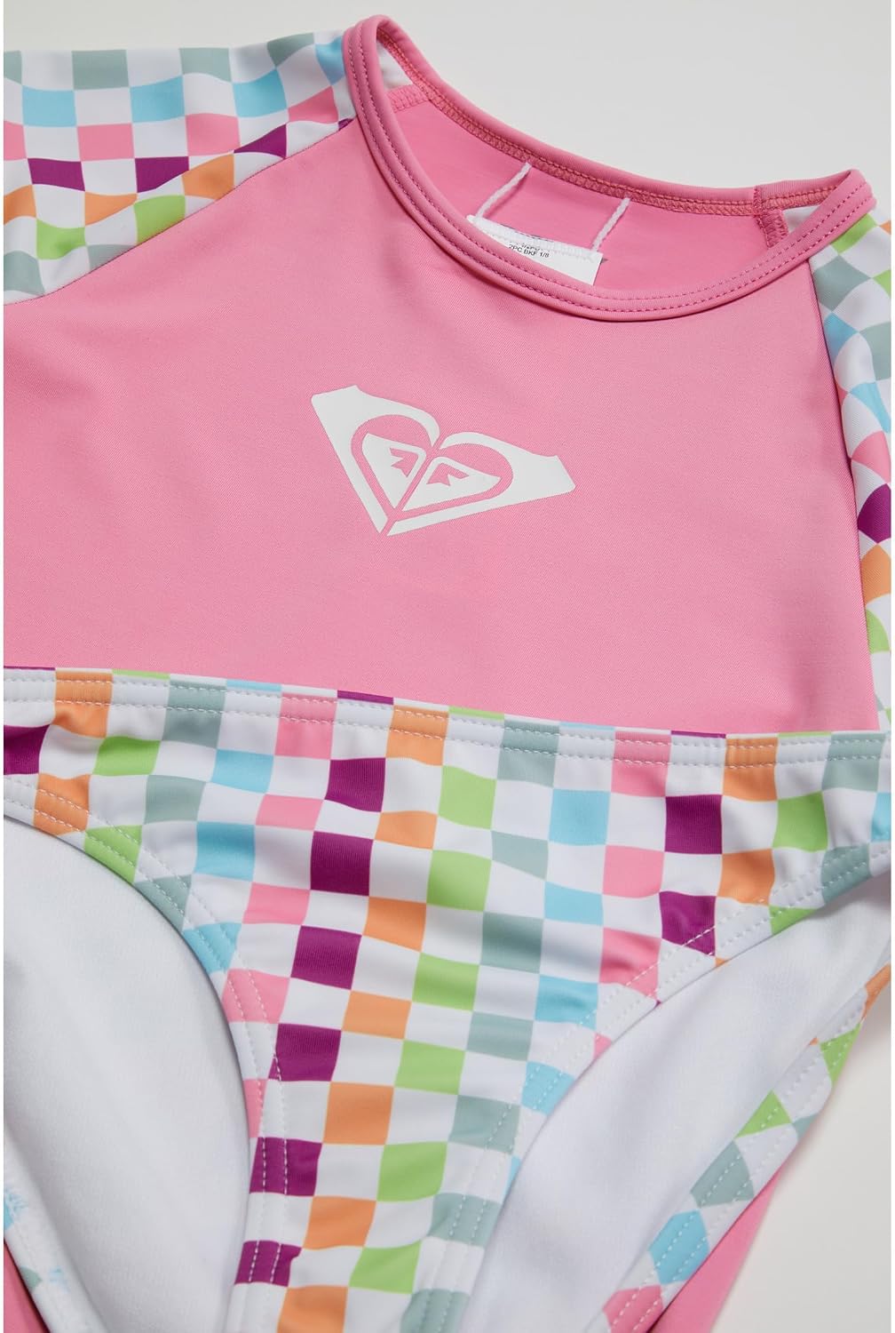Roxy Girls' Rainbow Check Long Sleeve Rashguard Set