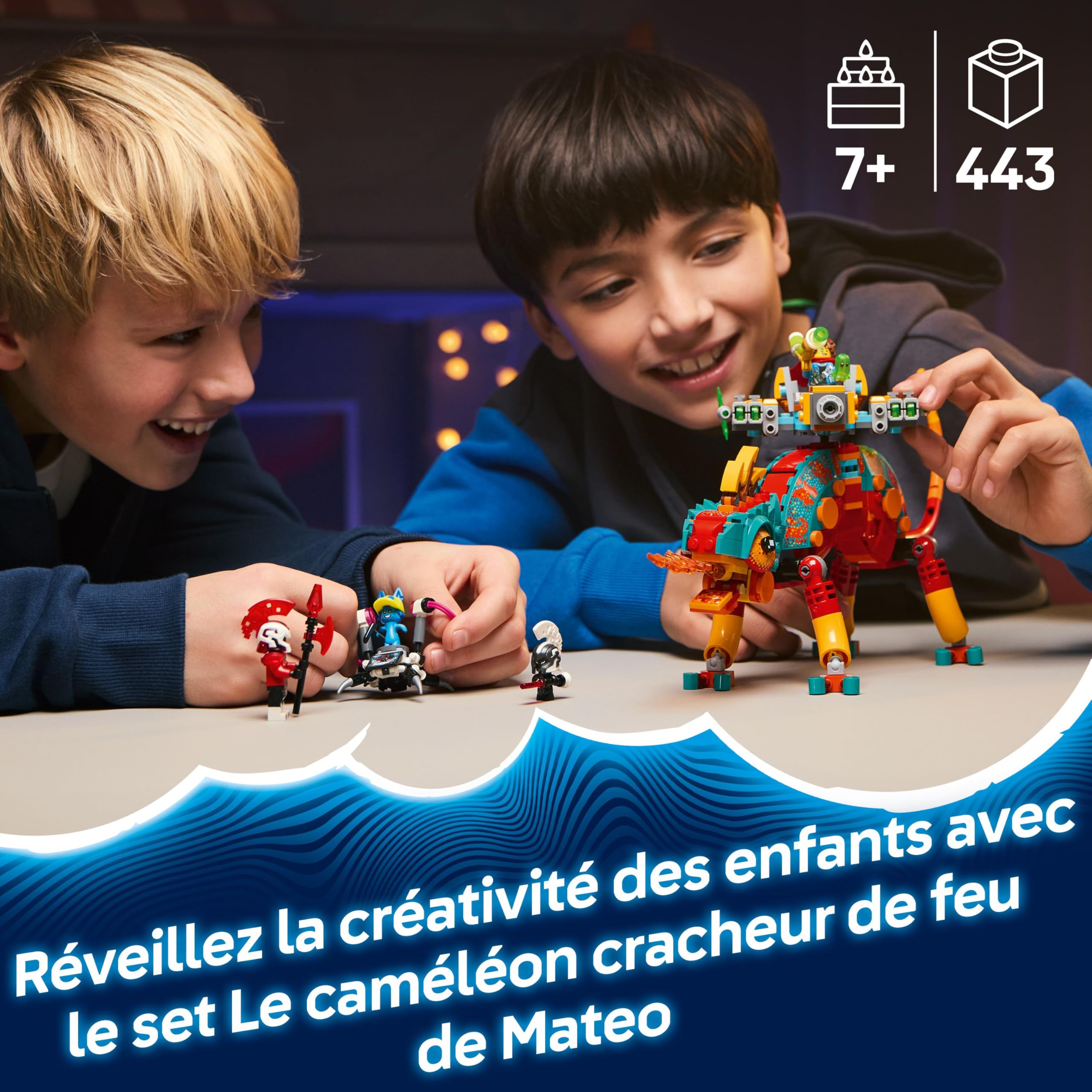 LEGO Dreamzzz Le Caméléon Cracheur De Feu de Mateo - Figurine d'animal Fantastique se Transformant en Jet & Robot ou Gardien - 2 Minifigurines - Jouet pour Garçon ou Fille dès 7 Ans - Cadeau 71492